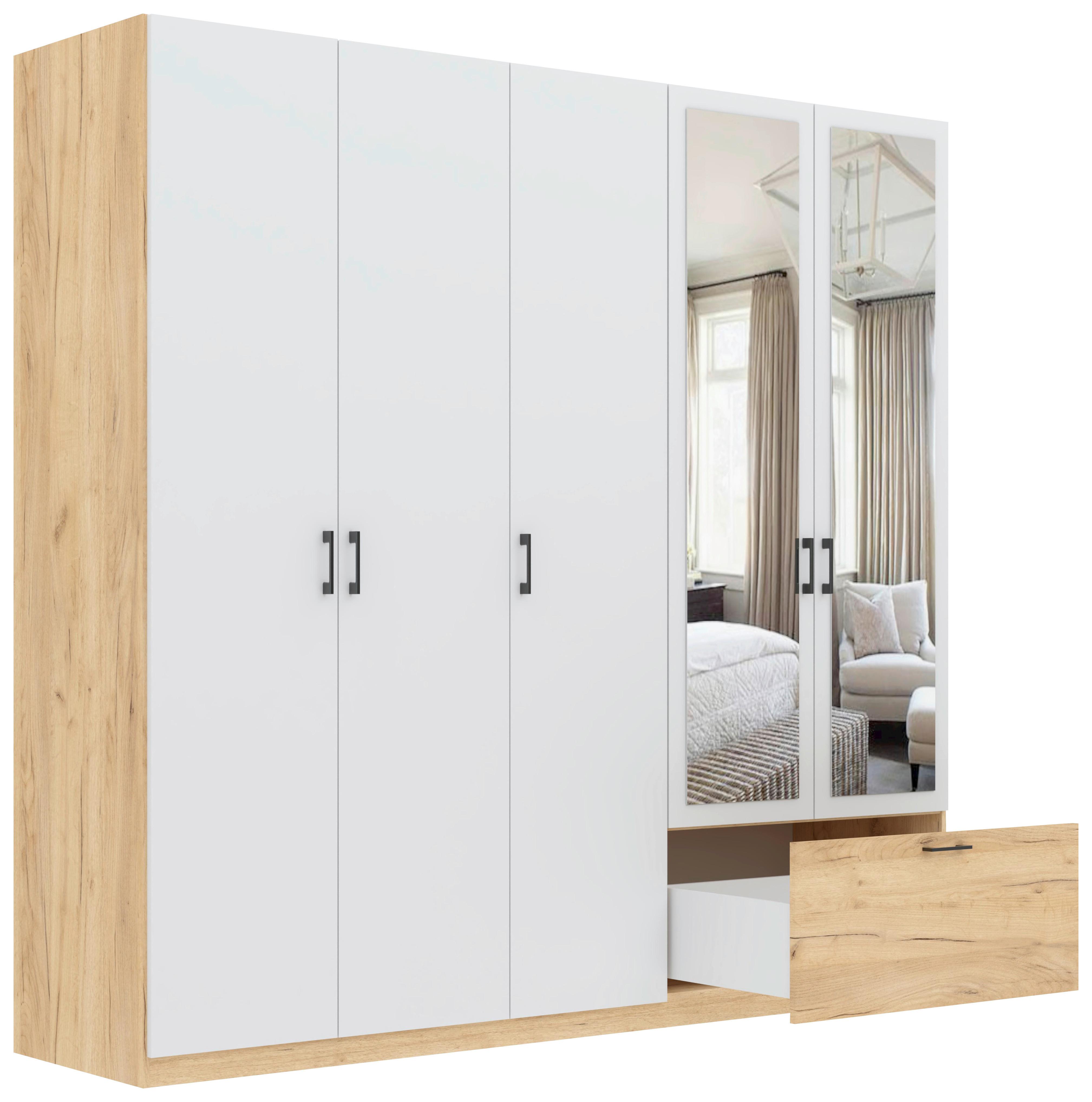 Kleiderschrank Mila - Klar/Eiche Artisan, KONVENTIONELL, Glas/Holzwerkstoff (225/210/54cm)