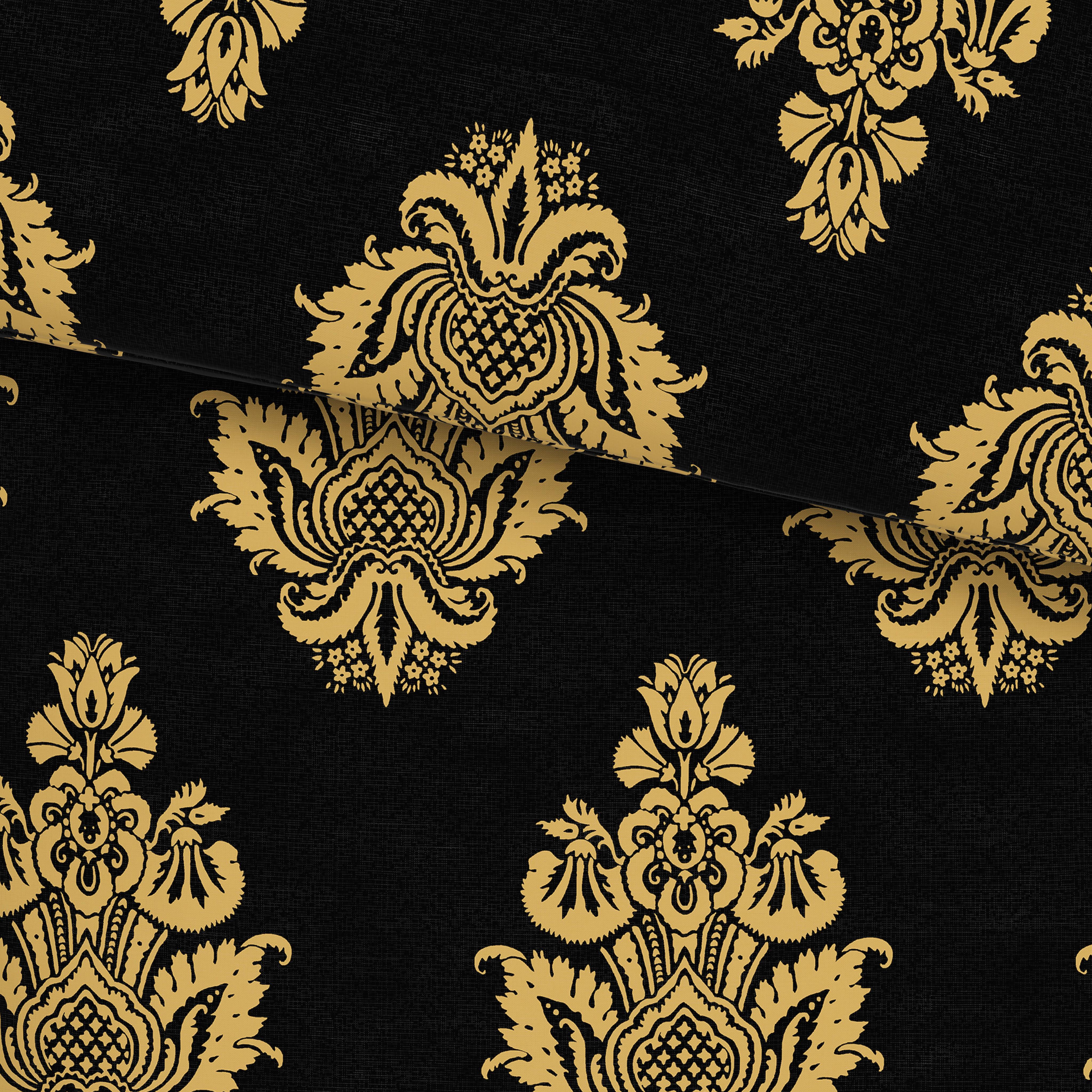 Bettwäsche 140x200 cm Japur Mikrofaser Schwarz/Goldfarben - Goldfarben/Schwarz, KONVENTIONELL, Textil (140/200cm) - Ondega