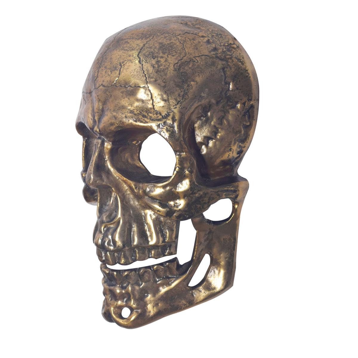 Wanddeko Schädel Goldfarben B: 30 Cm - Goldfarben, Design, Metall (30/41/15,5cm) - Livetastic