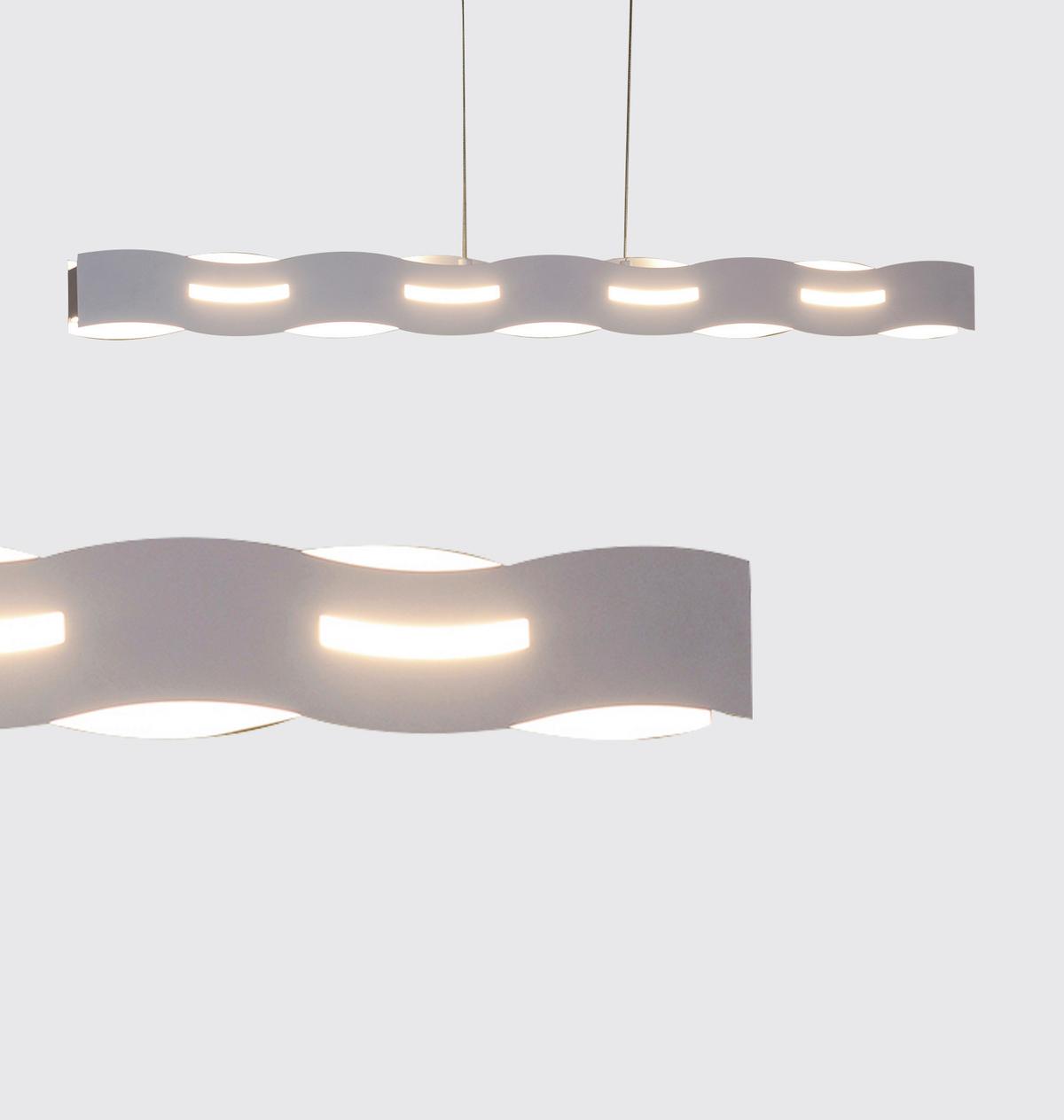 LED-Hängeleuchte LED-Wave-S-Nik - Nickelfarben, Design, Metall (100/120/7cm)