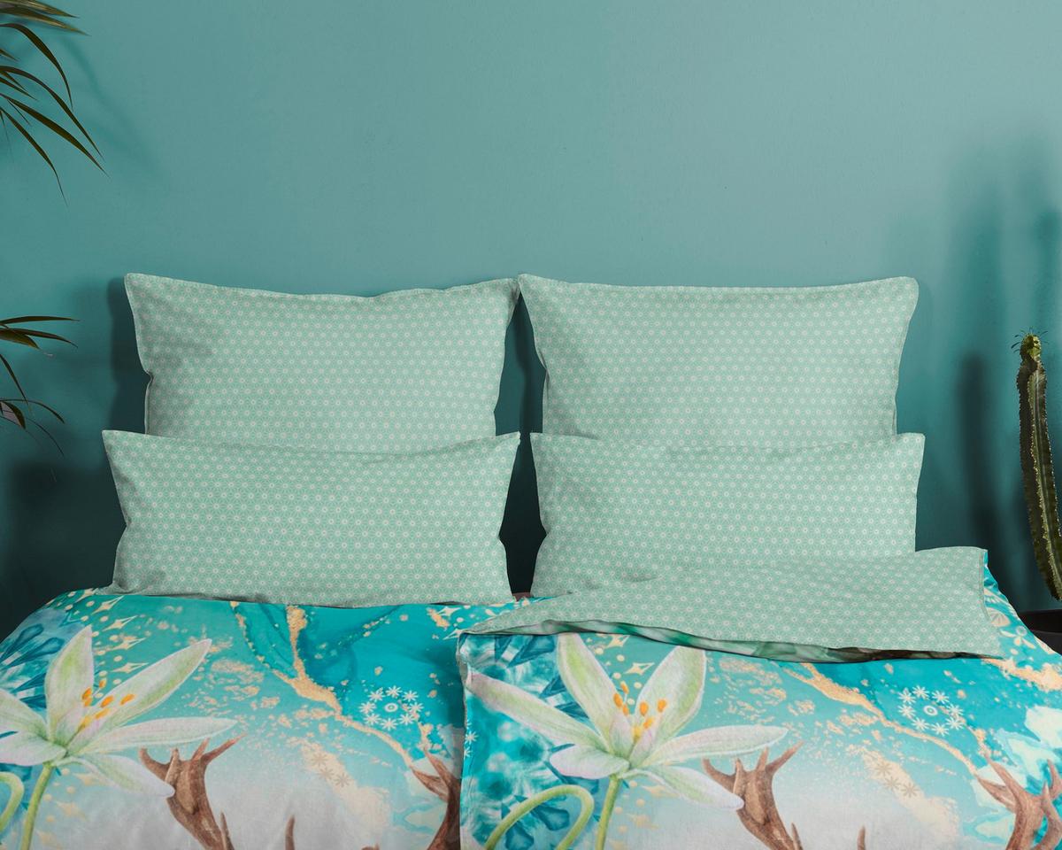 Bettwäsche 140x200 cm Xela Multicolor Hirsch Motiv - Multicolor, Basics, Textil (140/200cm)