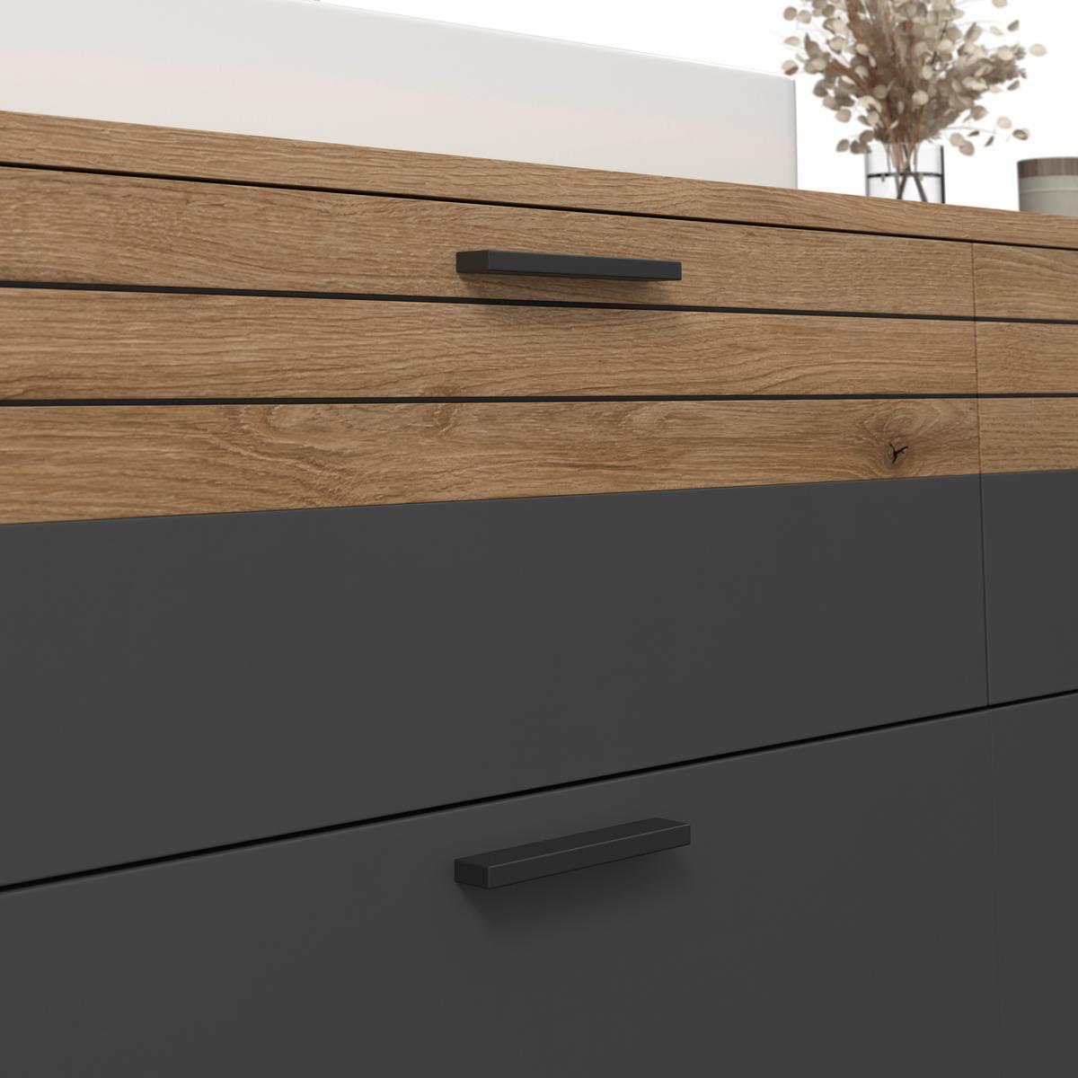Waschbeckenunterschrank Cotia Cotlu B: 57 cm Anthrazit - Eichefarben/Anthrazit, MODERN, Keramik/Holzwerkstoff (140/57/48cm) - James Wood