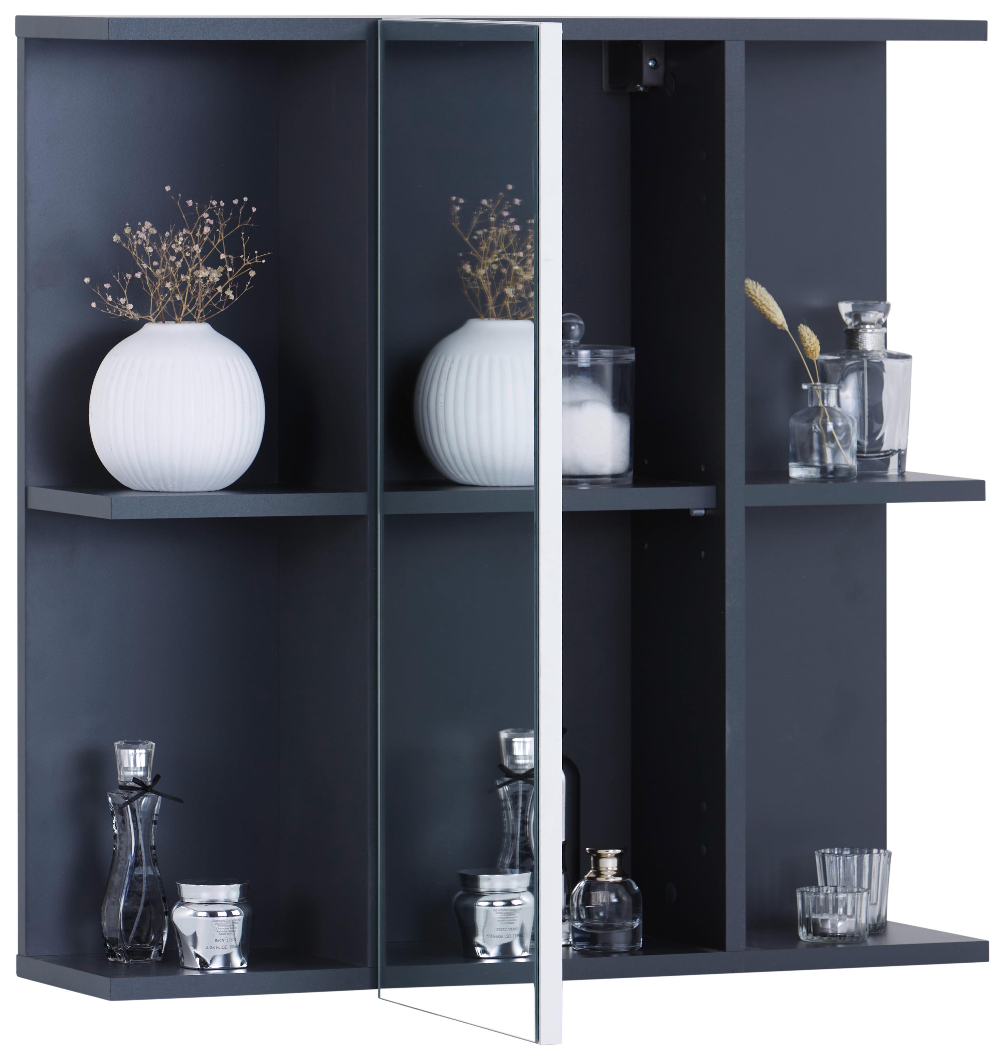 Spiegelschrank Pearl New Snol 119 Bht: 70x71x23 Cm - Anthrazit/Weiß, KONVENTIONELL, Glas/Holzwerkstoff (70/71/23cm)