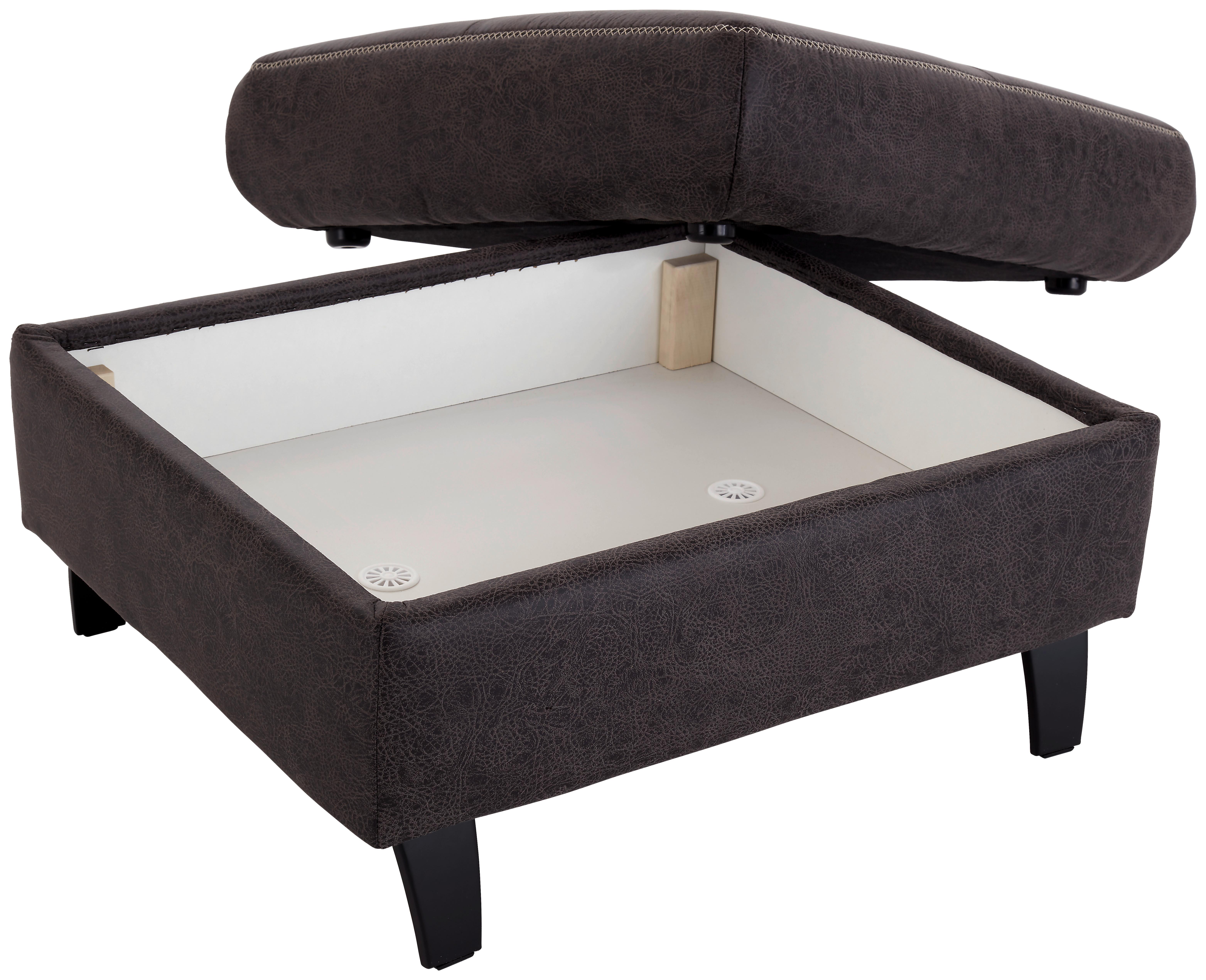 Hocker Varese mit Stauraum Mikrofaser Anthrazit H: 49 cm - Beige/Anthrazit, MODERN, Textil (78/49/69cm) - James Wood