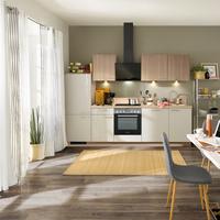 Küchenzeile Win Mit Geräten 280 Cm Hellgrau/eiche Dekor - Basics, Holzwerkstoff (280cm) - Express