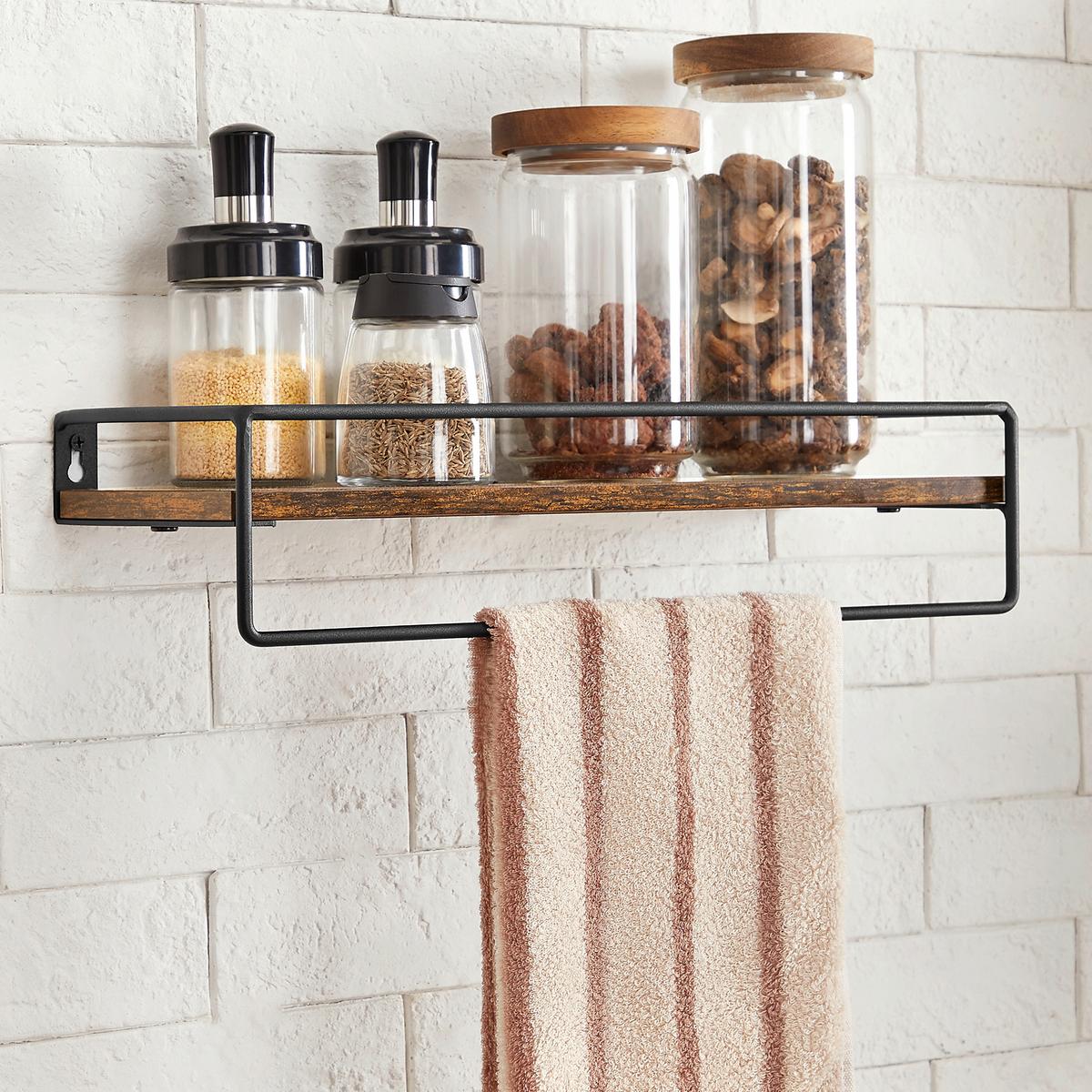 Wandregalset Schwarz, Dunkelbraun B: 40 Cm - Dunkelbraun/Schwarz, Trend, Holzwerkstoff/Metall (40/5/15,5cm) - MID.YOU