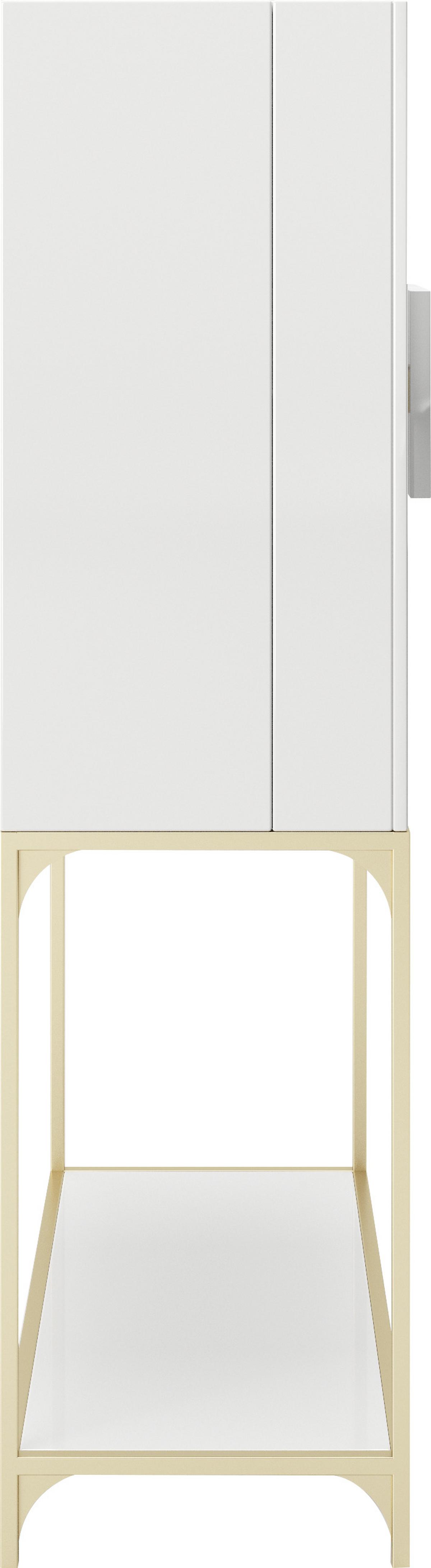 Barschrank Brandi 2-türig Weiß/goldfarben 100x170x45 Cm - Goldfarben/Weiß, LIFESTYLE, Glas/Holzwerkstoff (100/170/45cm) - Playboy