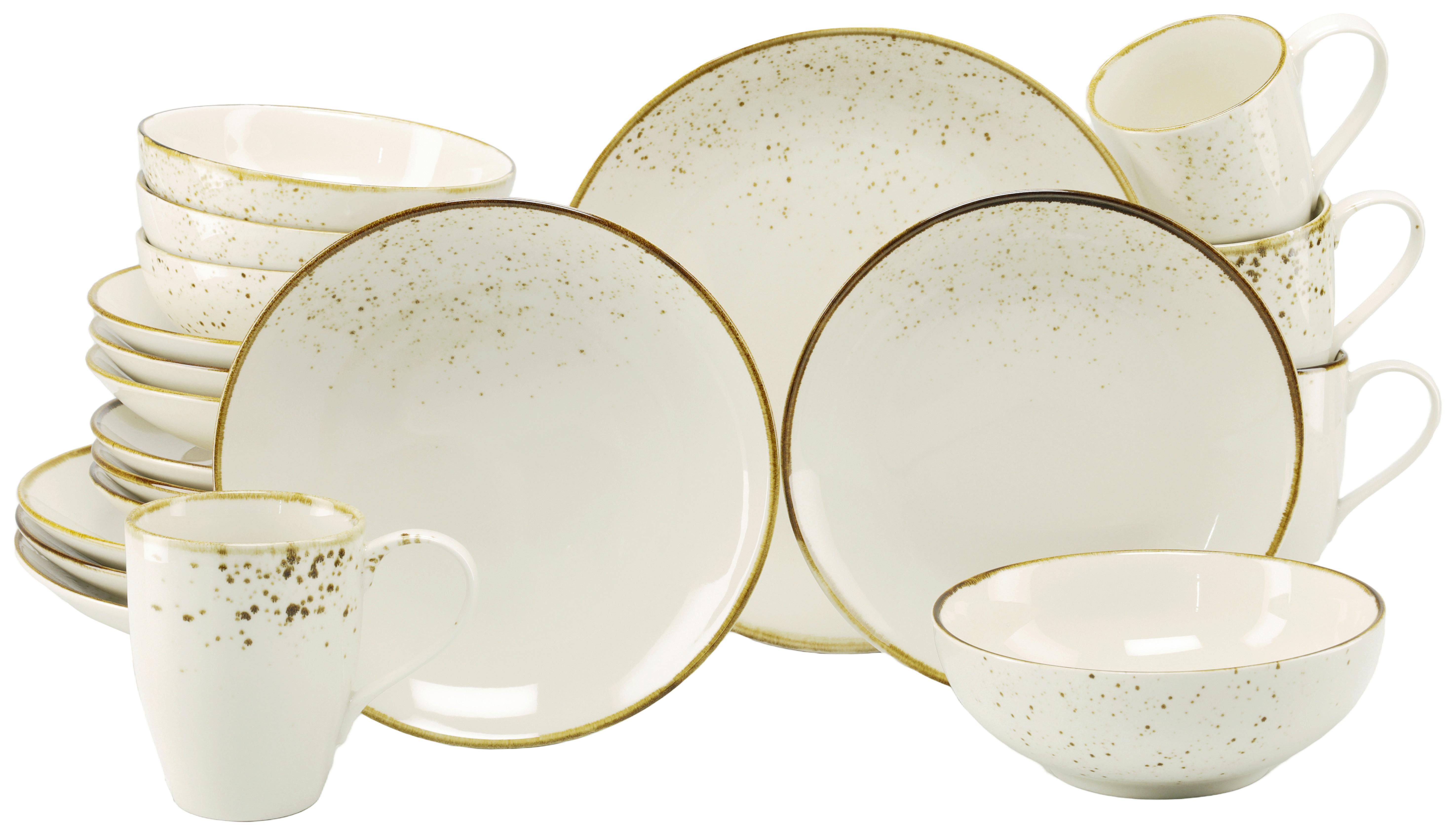 Kombiservice 20tlg. Steinzeug, creme - Creme, Basics, Keramik - Creatable