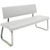 Sitzbank mit Lehne Weiß Arco155x86x59 cm - Edelstahlfarben/Weiß, Design, Leder/Metall (155/86/59cm) - Livetastic