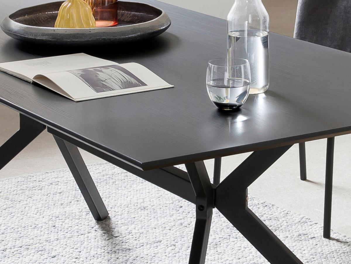 Esstisch Schwarz, Dunkelgrau L: 180cm - Dunkelgrau/Schwarz, Design, Holzwerkstoff/Metall (180/90/75cm) - Livetastic