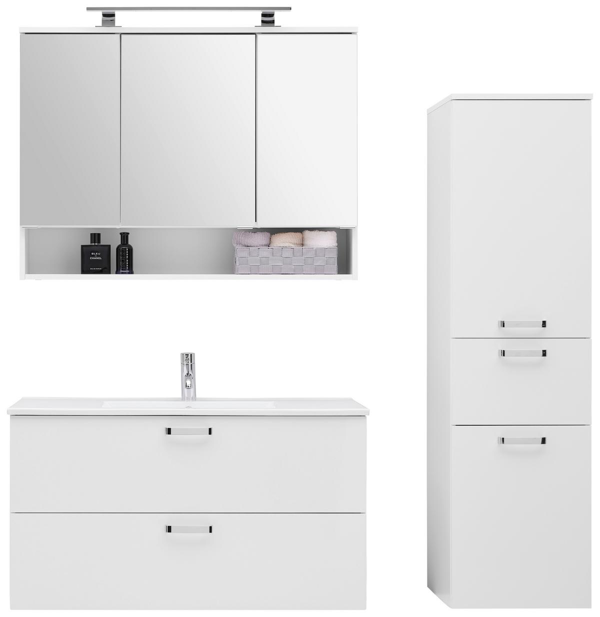 Badezimmer Hochschrank Bxh 40x147 Cm Weiß - Weiß, KONVENTIONELL, Holzwerkstoff (40/147/38,5cm) - Ondega
