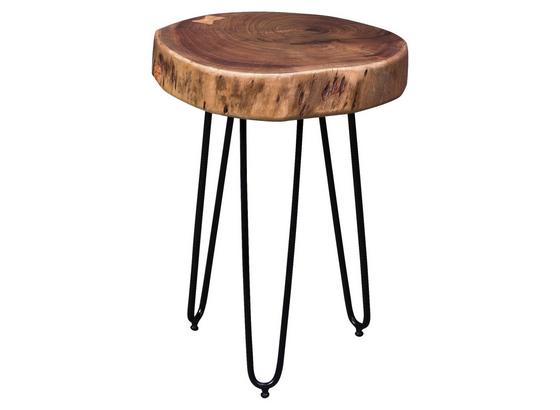 Beistelltisch Bagli D: ca. 35 cm - Schwarz/Akaziefarben, Design, Holz/Metall (35/35/45cm) - Carryhome Beistelltisch Bagli D: ca. 35 cm - Schwarz/Akaziefarben, Design, Holz/Metall (35/35/45cm) - Carryhome