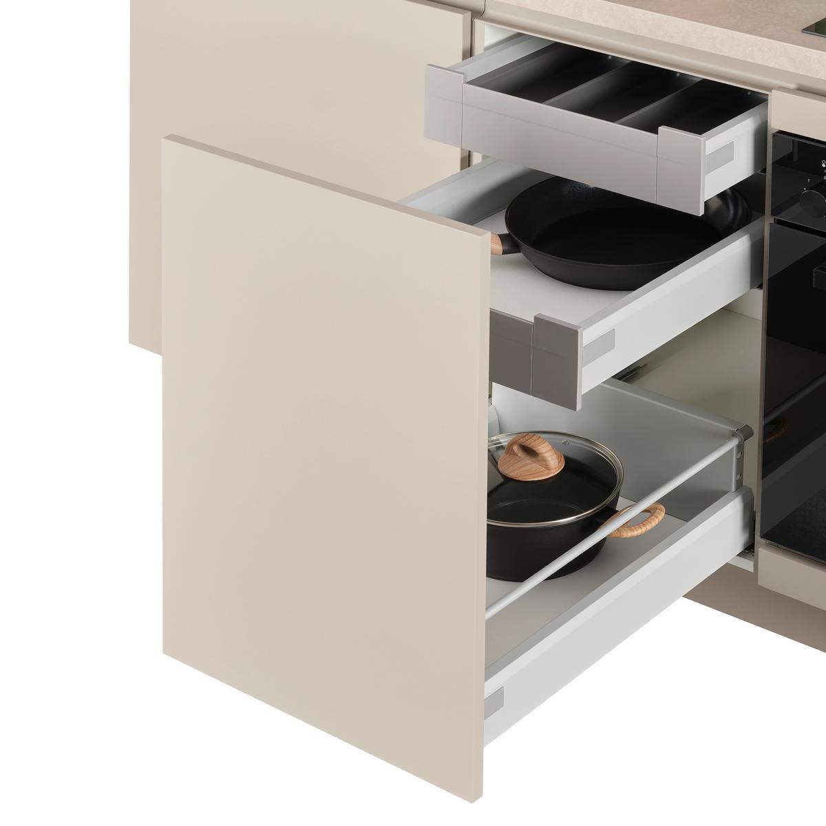 Küchenblock Win - Creme, MODERN, Holzwerkstoff (270cm) - Express-Kuechen