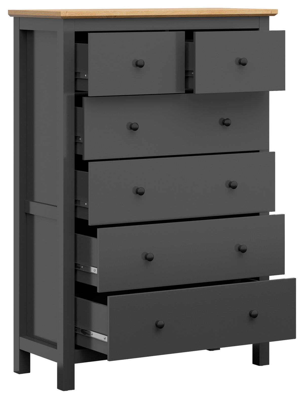 Kommode 101 cm Hesen Chest Of Drawers, Graphitfarben - Graphitfarben/Eiche Artisan, Design, Holzwerkstoff (101/145/44cm)