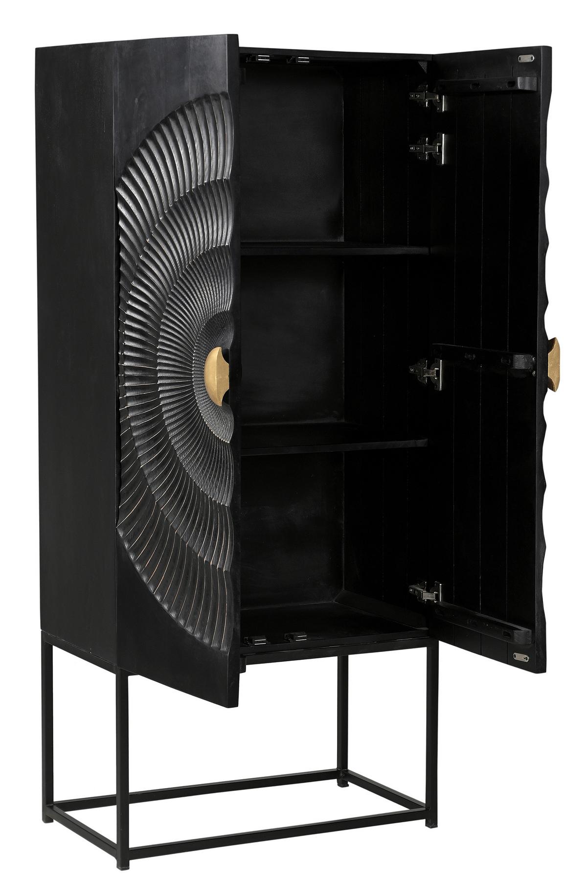 SCHRANK Schwarz/Goldfarben B: 75cm - Goldfarben/Schwarz, Design, Holz/Metall (75/160/39cm) - MID.YOU