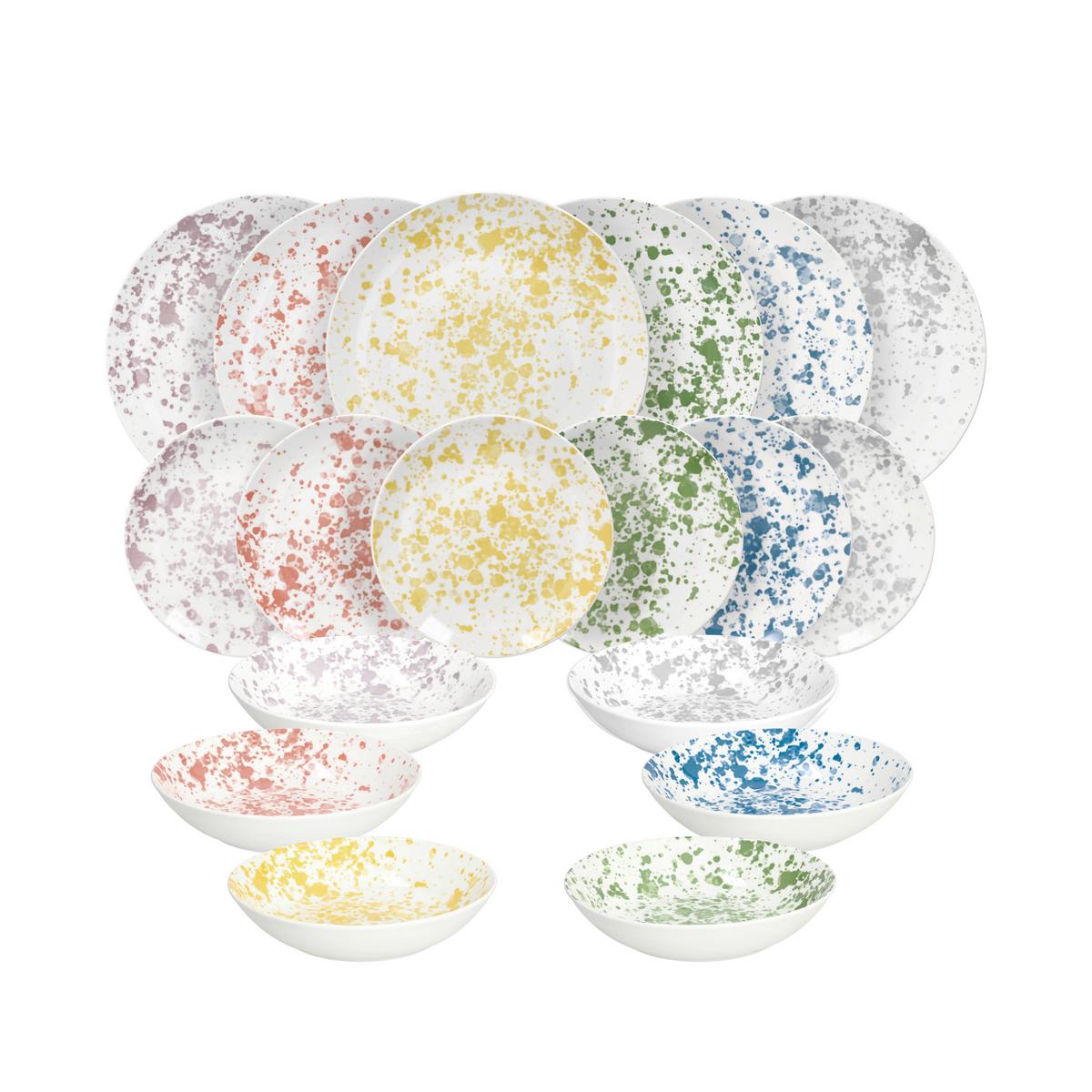 Kombiservice Apulia Keramik 6 Personen Multicolor - Blau/Lila, Basics, Keramik - Tognana