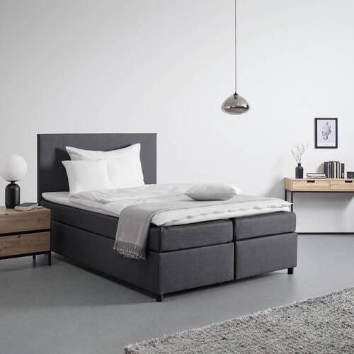 Posteľ boxspring FLORIN, 140x200, sivá - sivá, Modern, kompozitné drevo/textil (140/200cm)