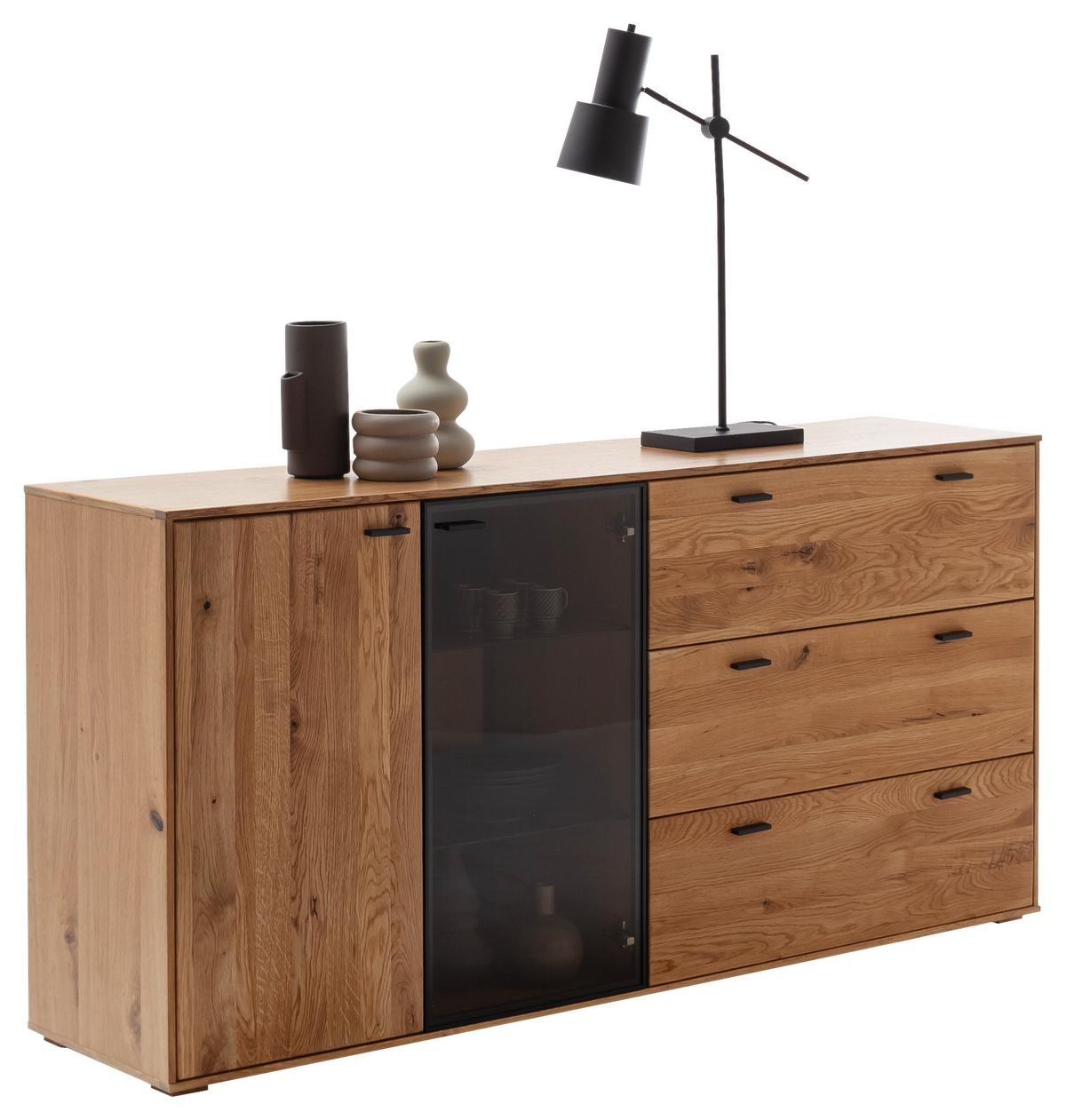 Sideboard Assini Wildeiche B: 183 cm - Wildeiche, Design, Glas/Holz (183/88/44cm) - MID.YOU