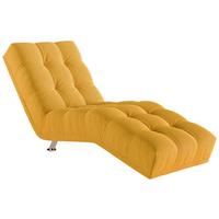 Relaxační ležadlo ISABELLA, horčicově žlutá barva - barvy chromu/hořčicově žlutá, Moderní, kov/textil (68/88/164cm)