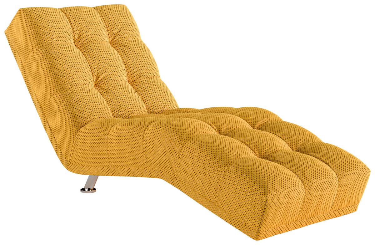 Relaxační ležadlo ISABELLA, horčicově žlutá barva - barvy chromu/hořčicově žlutá, Moderní, kov/textil (68/88/164cm)