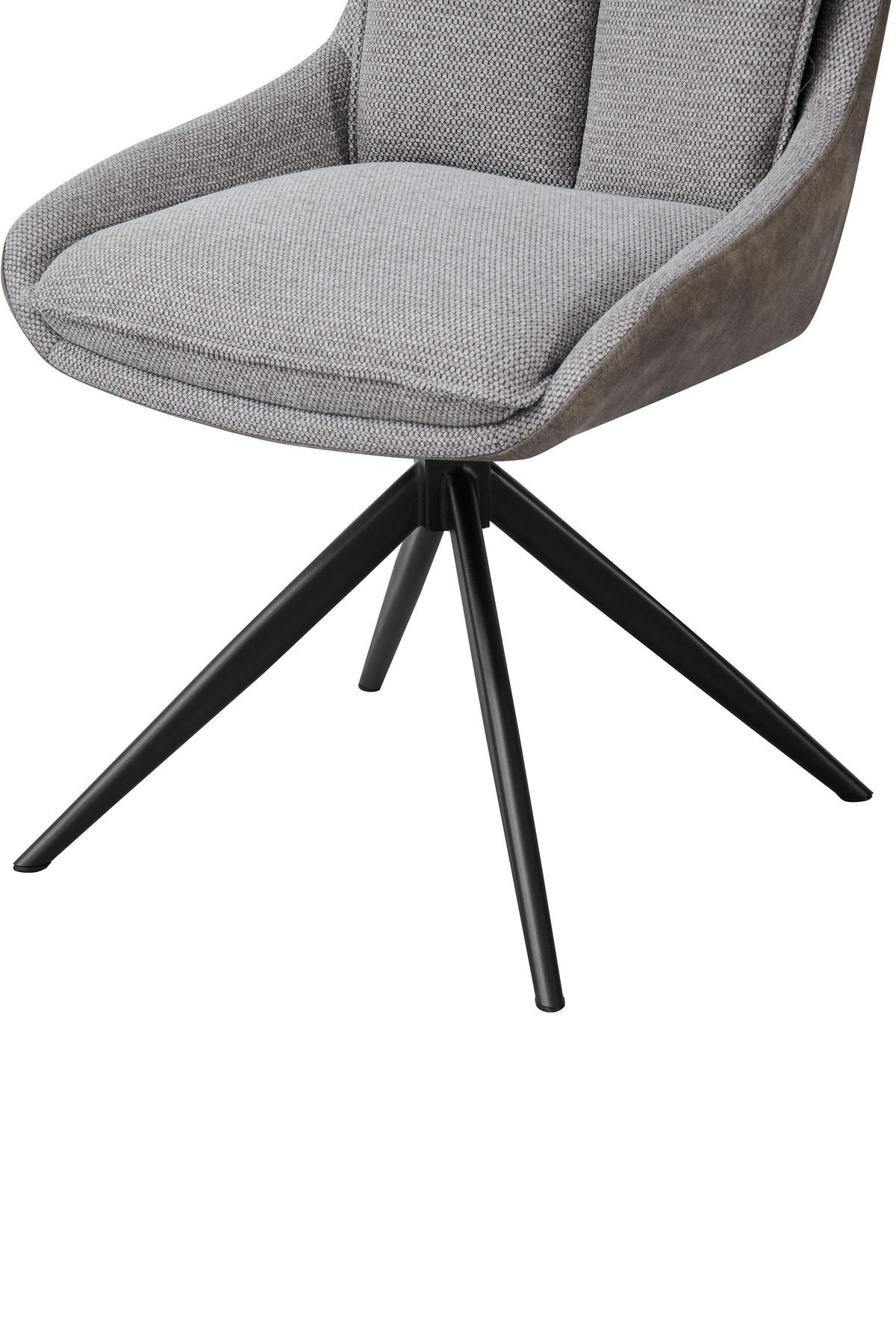 Armlehnstuhl Emilia Webstoff braun, B: 55cm - Schwarz/Braun, MODERN, Holz/Textil (55/88/65cm)