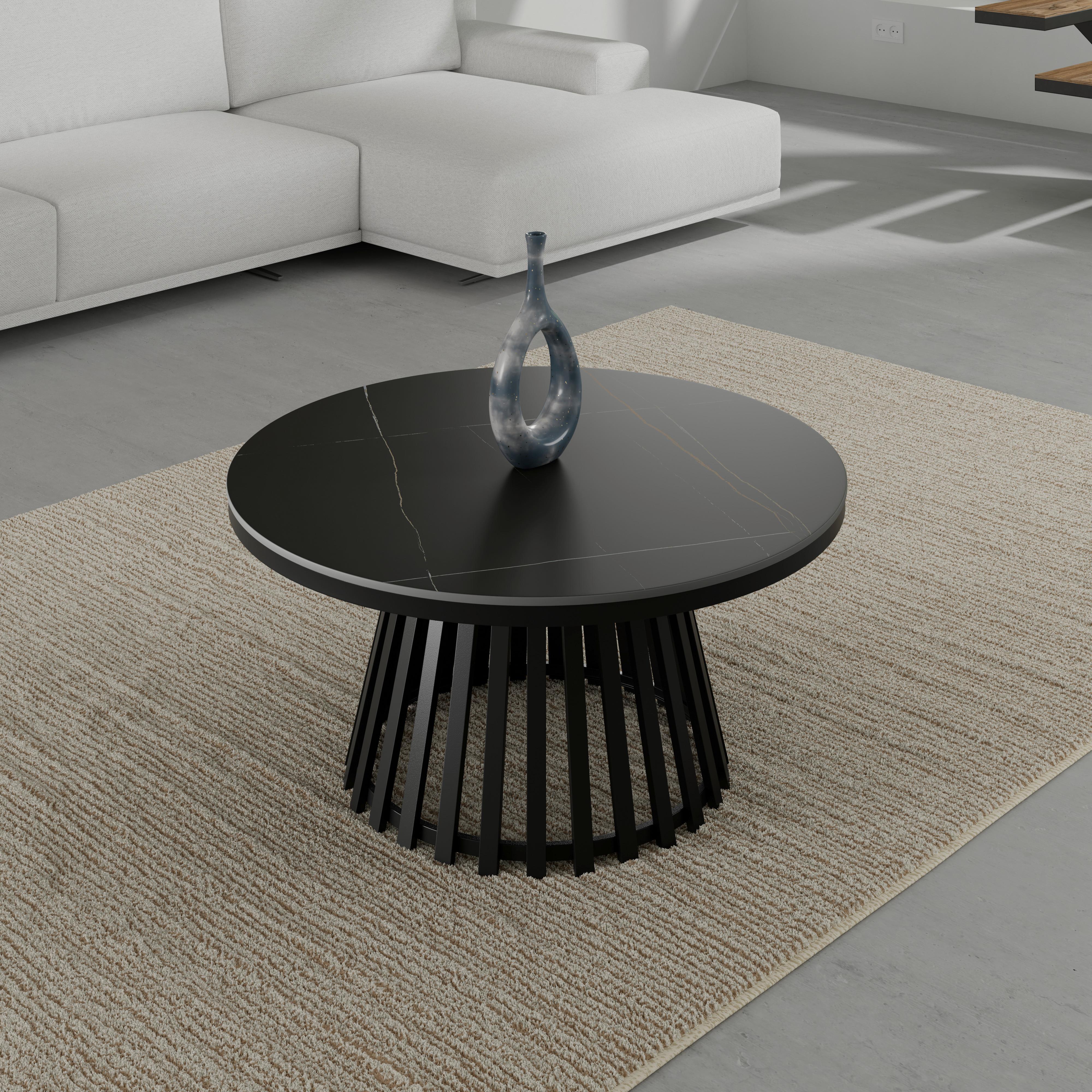 KONFERENČNÍ STOLEK PELA - černá, Moderní, kov/kompozitní dřevo (90/45cm) - Bessagi Home