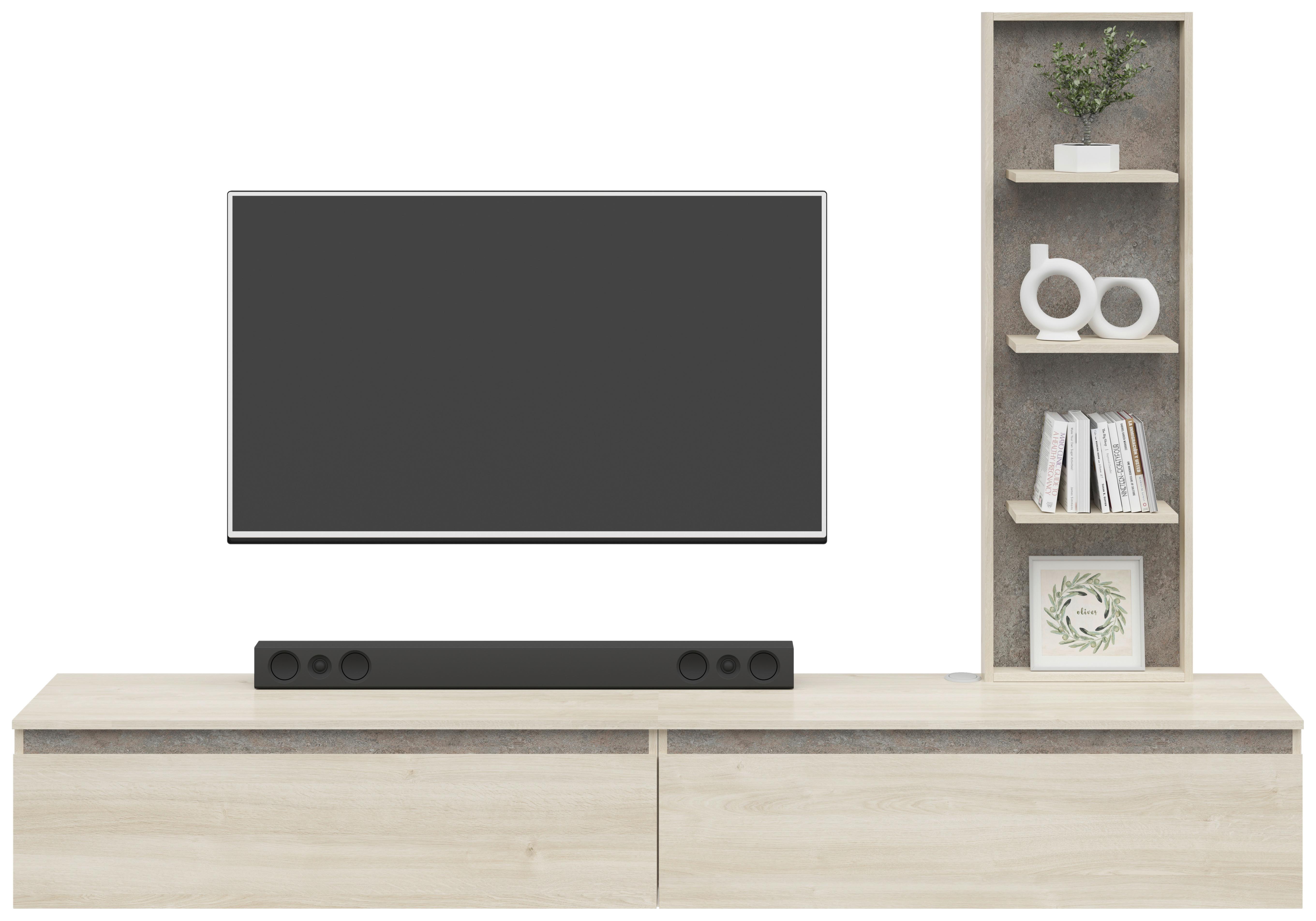 Wohnwand Pascal - Eichefarben/Grau, MODERN, Holzwerkstoff (115/160/35cm)
