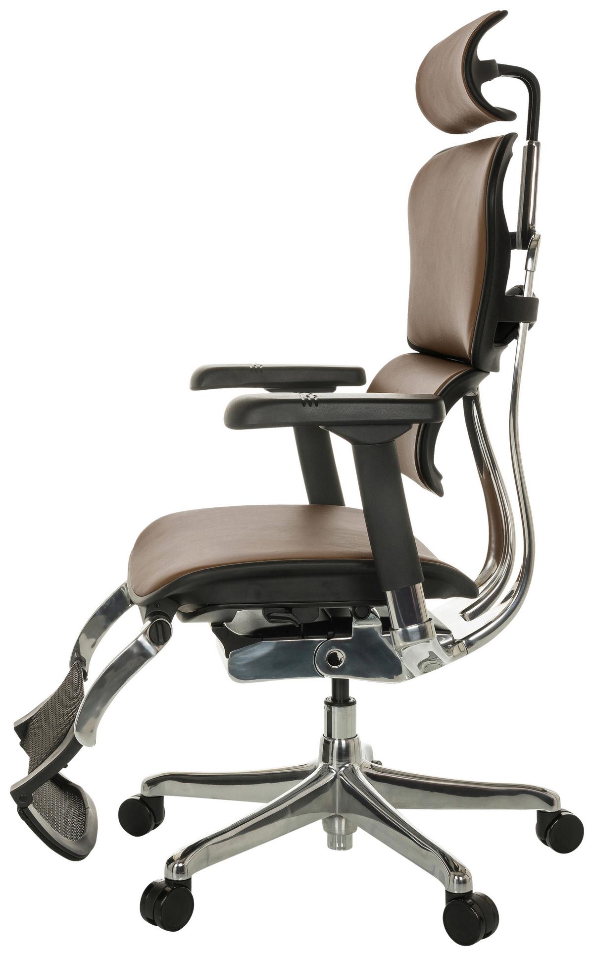 Drehstuhl Ergohuman Plus Braun B: 76 Cm - Silberfarben/Schwarz, MODERN, Leder/Kunststoff (76/119 - 138/64cm) - MID.YOU