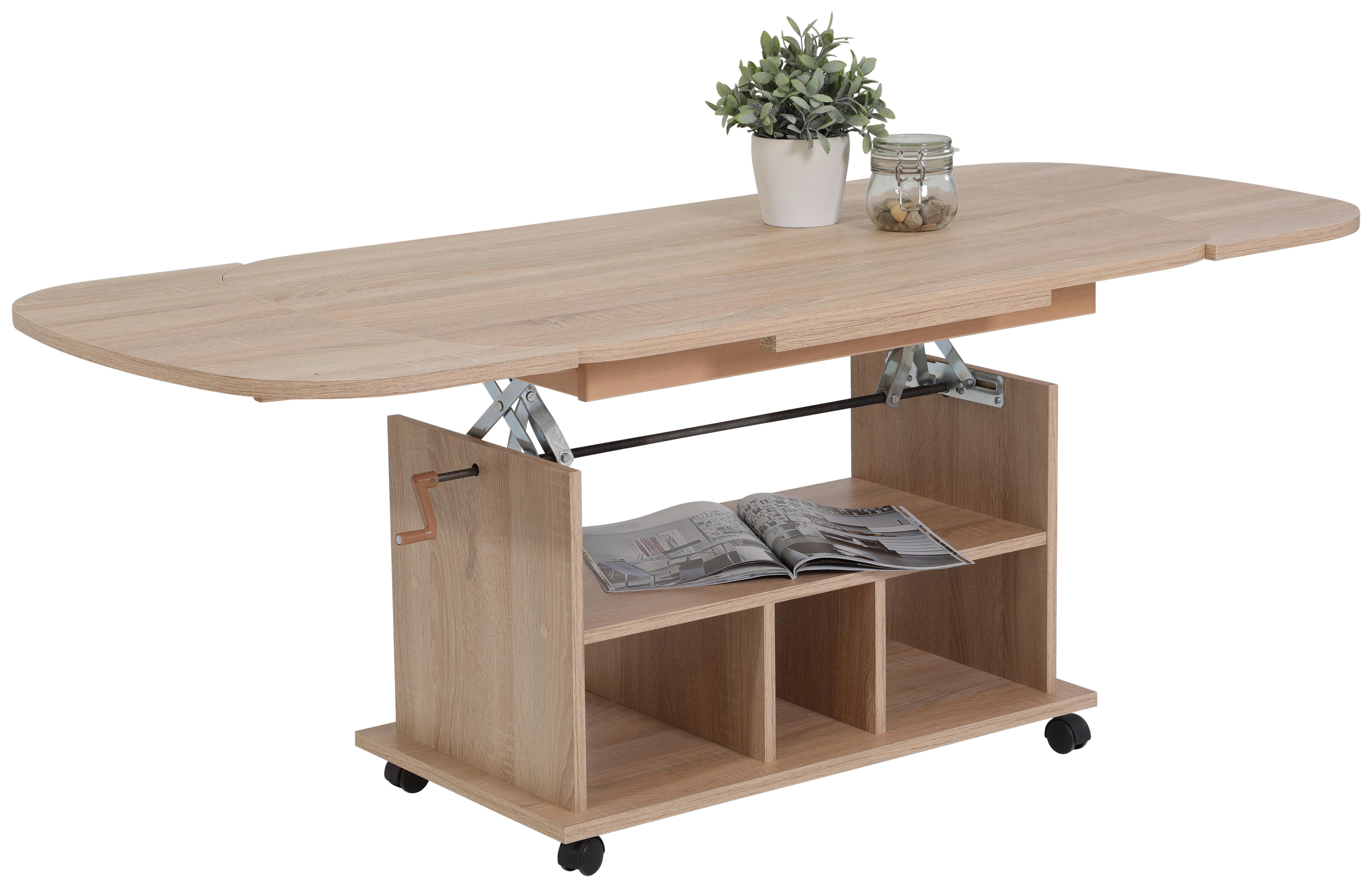 Couchtisch höhenverstellbar + ausziehbar Babsi Eiche Dekor - Sonoma Eiche, MODERN, Holzwerkstoff/Kunststoff (107-157/67/53-63cm) - MID.YOU