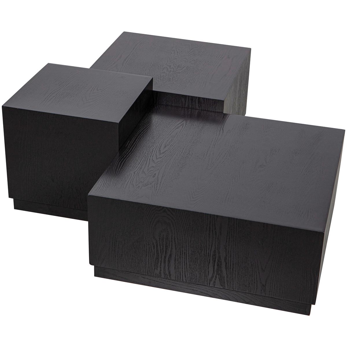 Beistelltischset Pim Schwarz 3-Teilig - Schwarz, Design, Holzwerkstoff - Livetastic