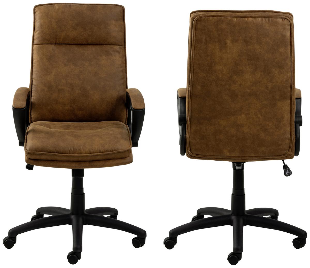 Bürostuhl Brad mit Armstützen Schwarz/Hellbraun Bis 110 Kg - Hellbraun/Schwarz, Trend, Kunststoff/Textil (67/115/69,5cm) - MID.YOU