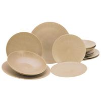 Kombiservice Steingut  4 Personen Geschirr Set - Sandfarben, Basics, Keramik - Creatable