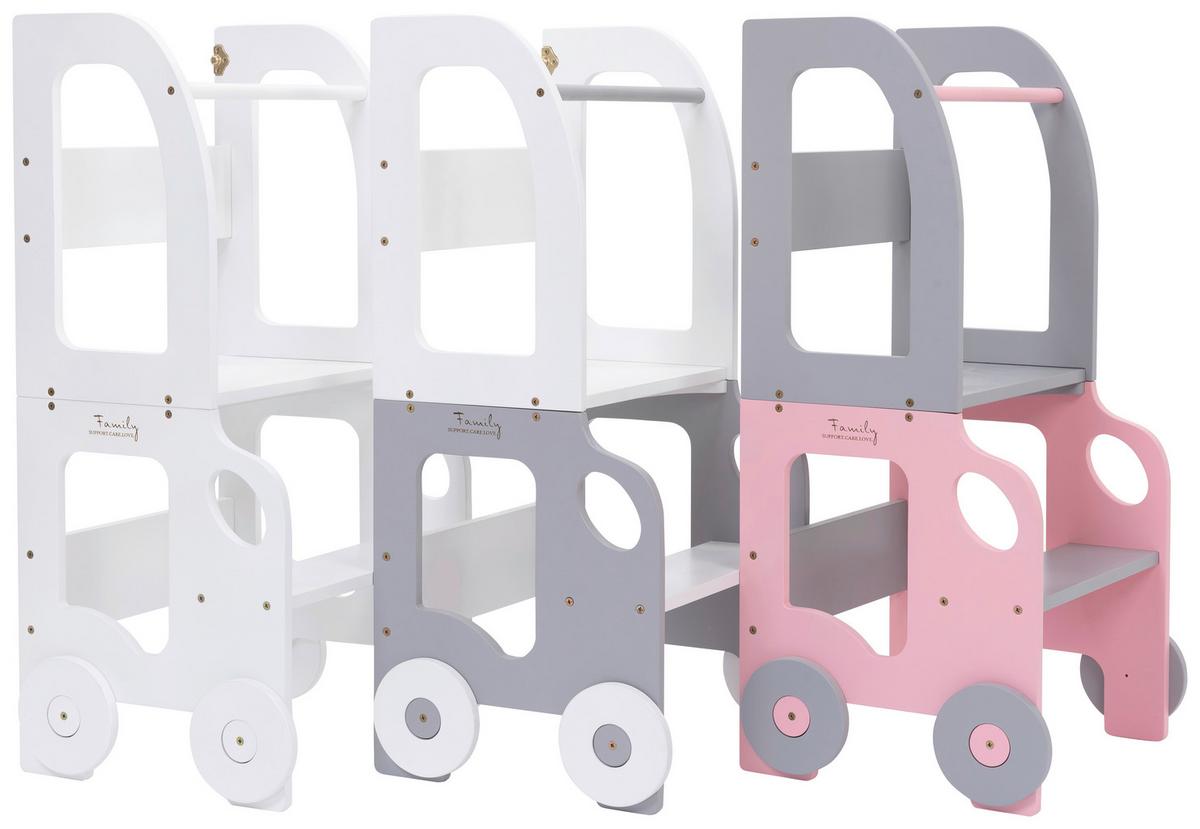 Hochstuhl Car Step Stool Aus Holz Grau/pink - Pink/Grau, Basics, Holz (38/90/40cm)
