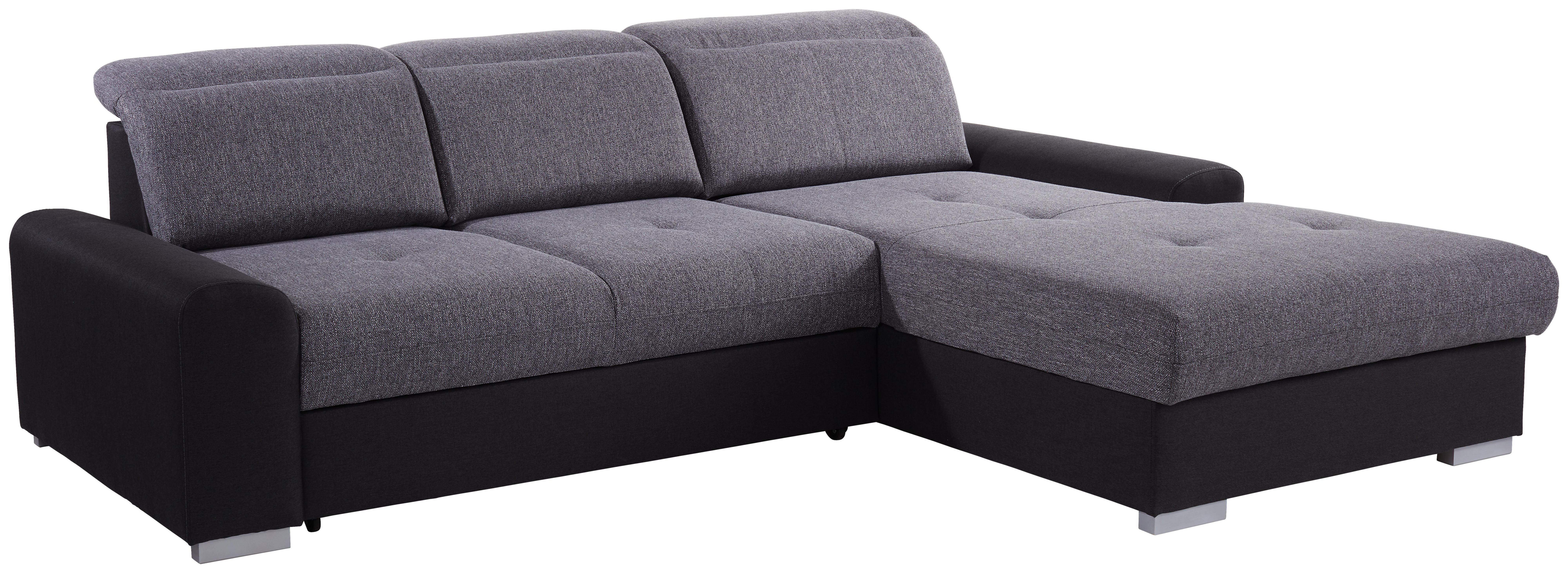 Sarokgarnitúra Malaga - Grafitszürke/Sötétszürke, konvencionális, Faalapú anyag/Textil (286/203cm)