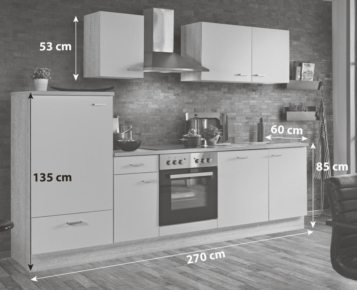 Küchenblock Classic Küchenblock - Weiß/Sonoma Eiche, KONVENTIONELL, Holzwerkstoff (270cm) - Menke