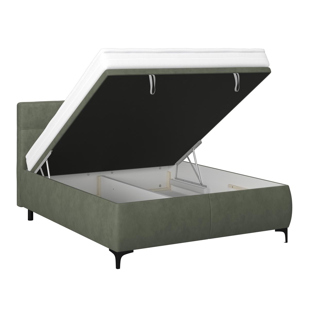 Polsterbett Zeni 140 - Jadegrün/Schwarz, KONVENTIONELL, Holz/Textil (140/200cm)