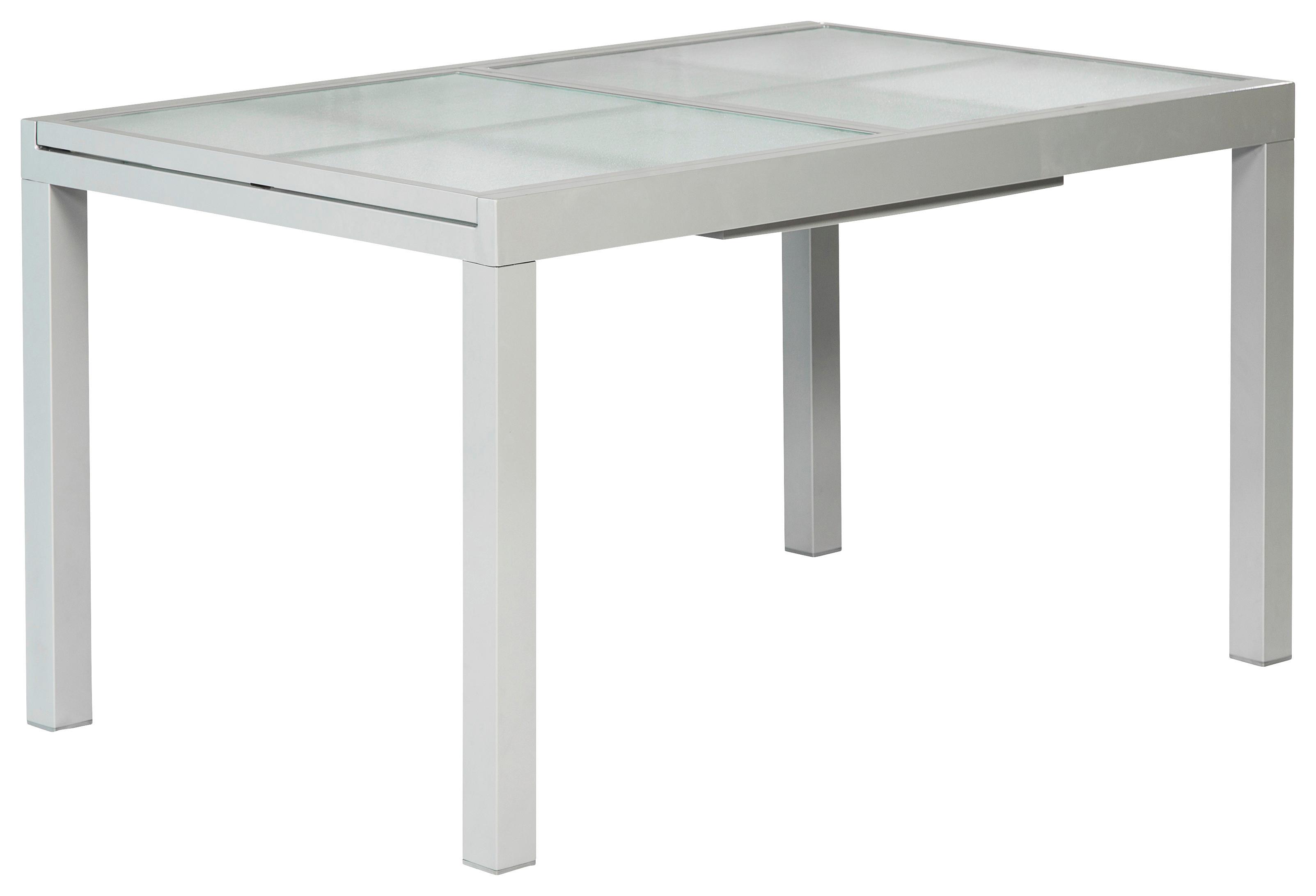 Gartentisch ausziehbar Metall/Glas L 120-180 cm - Silberfarben, MODERN, Glas/Metall (120-180/90/75cm) - Gardenson