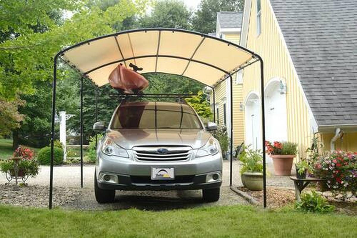 Carport Unterstand Sand Schwarz/beige, 270 Cm - Beige/Schwarz, Basics, Kunststoff/Metall (270/240/490cm)