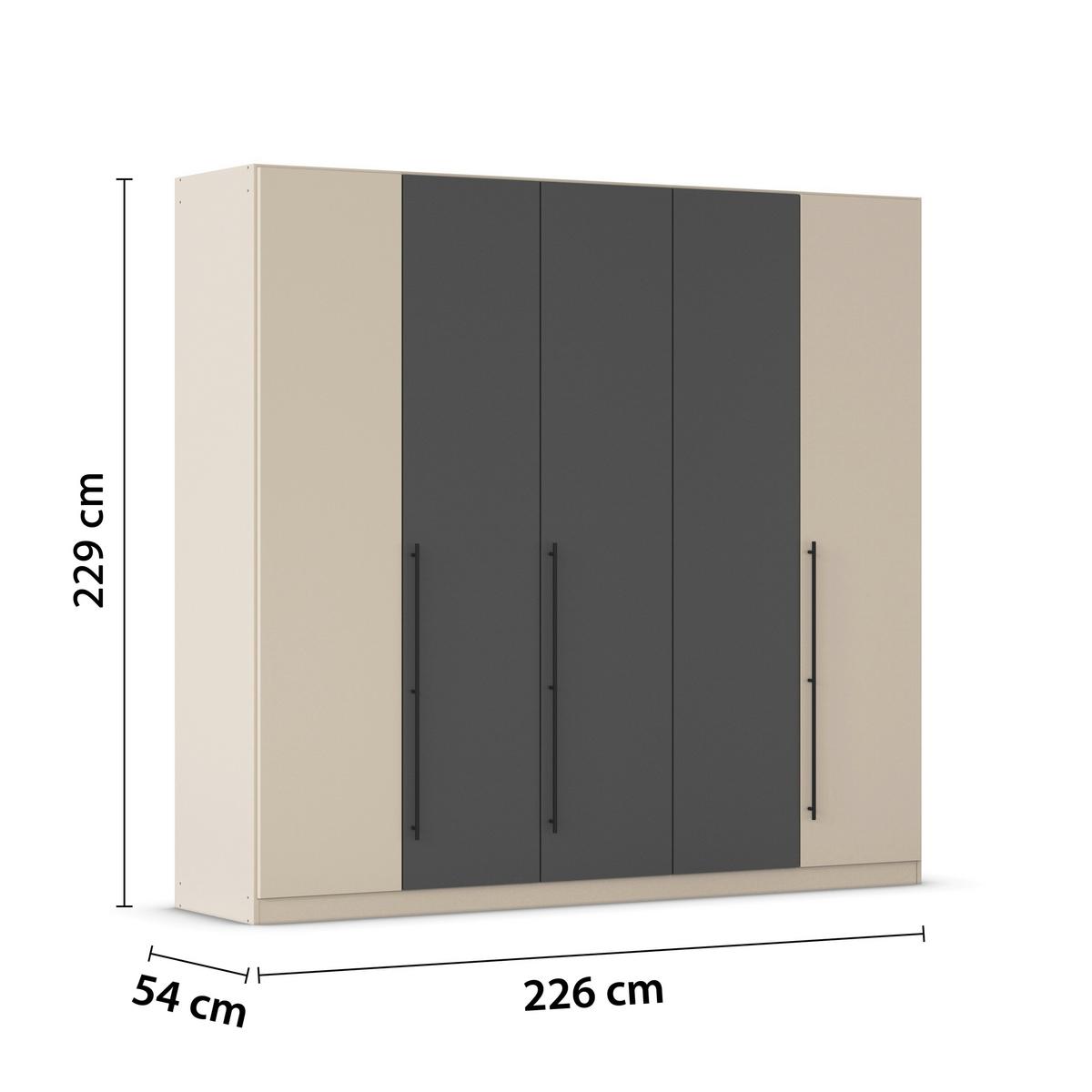 Kleiderschrank Safari B: 226 cm - Champagner/Eiche Artisan, KONVENTIONELL, Holzwerkstoff (226/229/54cm)