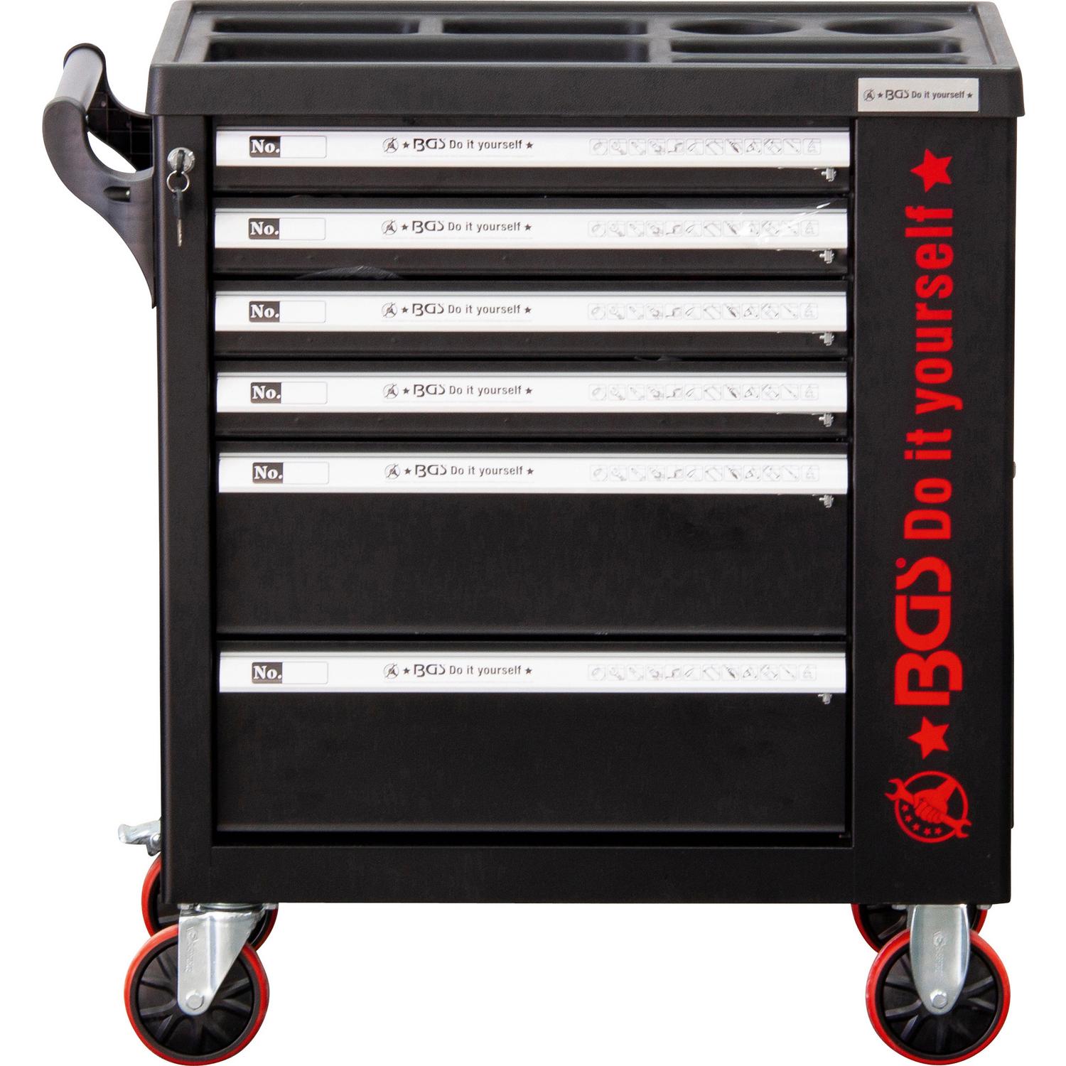 Werkstattwagen Leer Schwarz/Rot B: 74,98 cm Rot, Schwarz