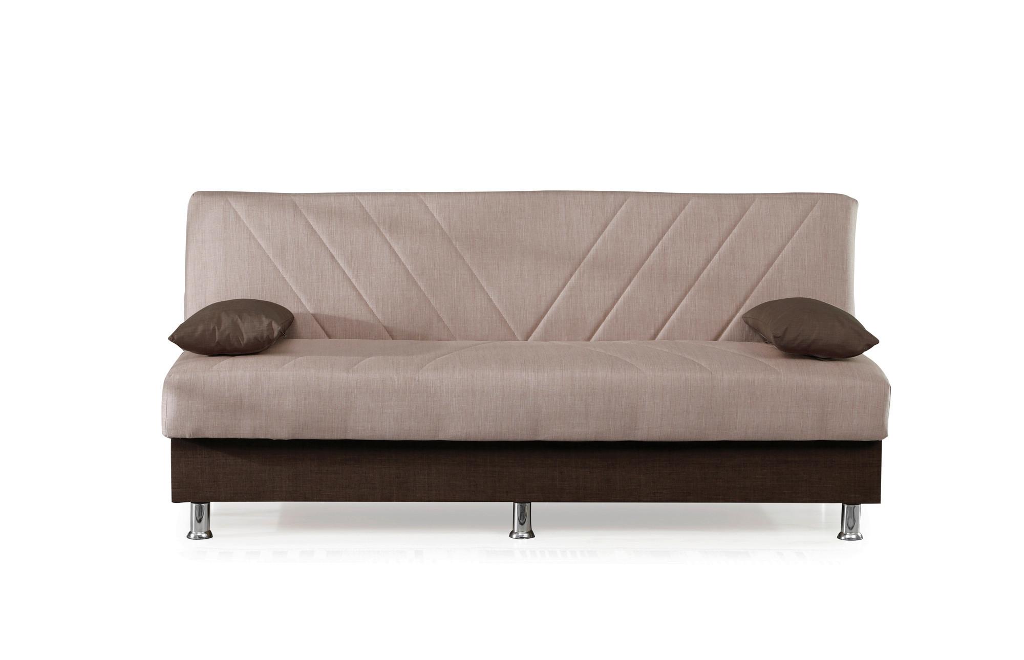 3-Sitzer-Sofa Freetown Mit Schlaffunktion Creme/Braun - Chromfarben/Beige, Design, Textil (190/82/82cm) - Livetastic