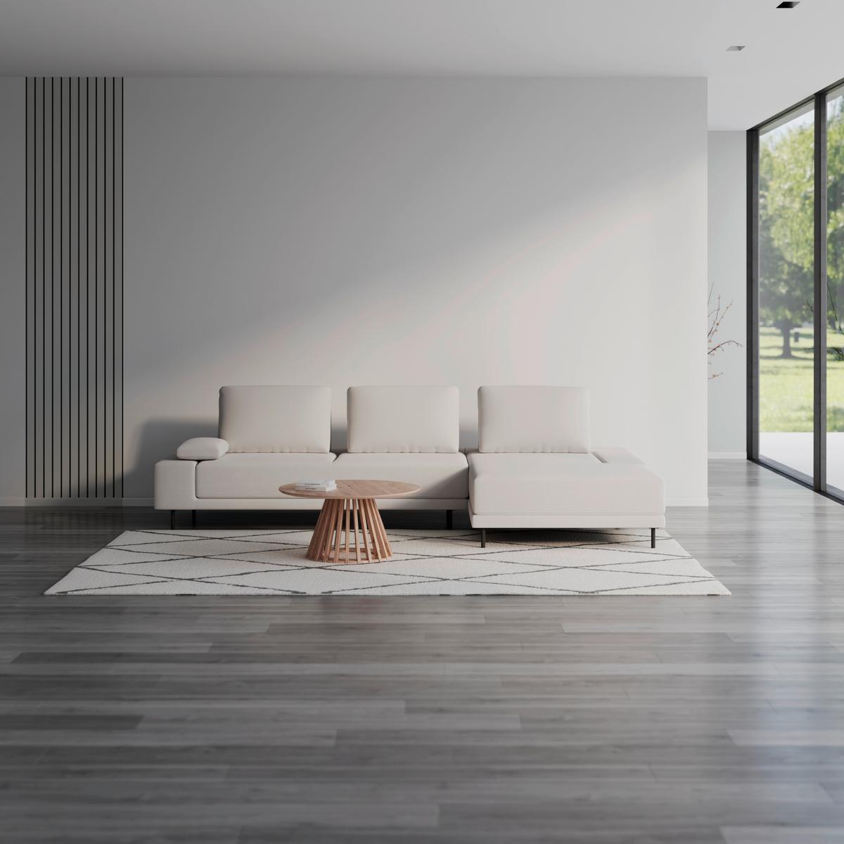 Sedací souprava MANI, béžová barva - černá/béžová, Moderní, kov/dřevo (309/89,2/183,5cm) - Bessagi Home