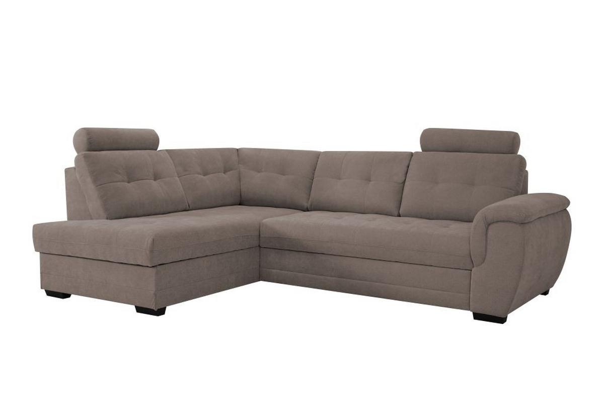 Rohová sedačka FALCO, levá, hnědá žinylka,2x op.hlavy - černá/hnědá, Konvenční, dřevo/kompozitní dřevo (183/251cm) - Ondega