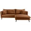 Ecksofa Lava Cognac S: 255x180cm - Cognac/Schwarz, MODERN, Textil (255/180cm) - Livetastic