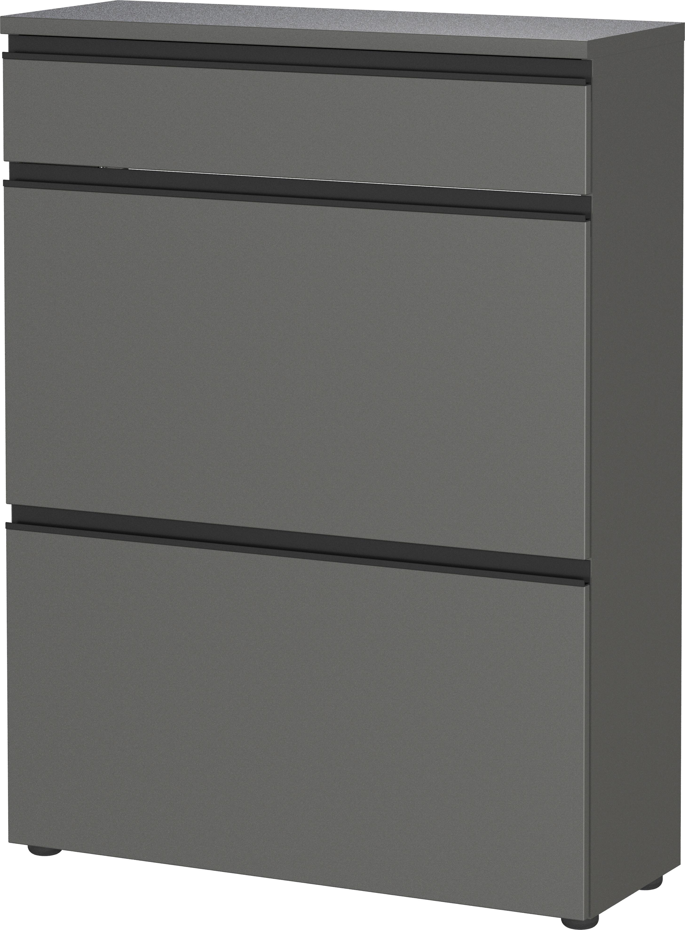 Schuhschrank Gw-Baldone Graphitfarben B: 80 cm - Schwarz/Graphitfarben, Design, Holzwerkstoff (80/107/29cm) - MID.YOU