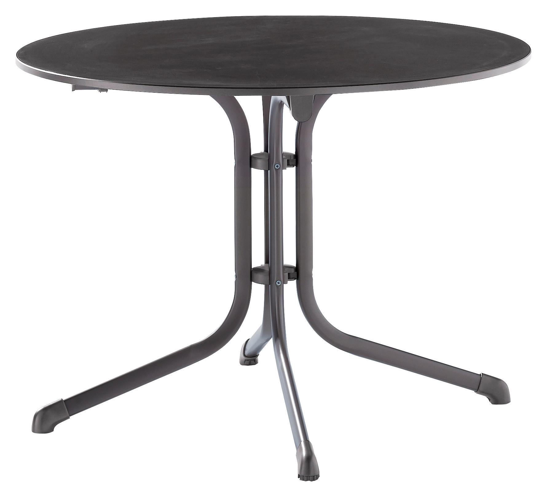 Gartentisch Klappbar Stahl D: 100cm - Anthrazit/Grau, MODERN, Holzwerkstoff/Metall (100/73cm) - Sieger