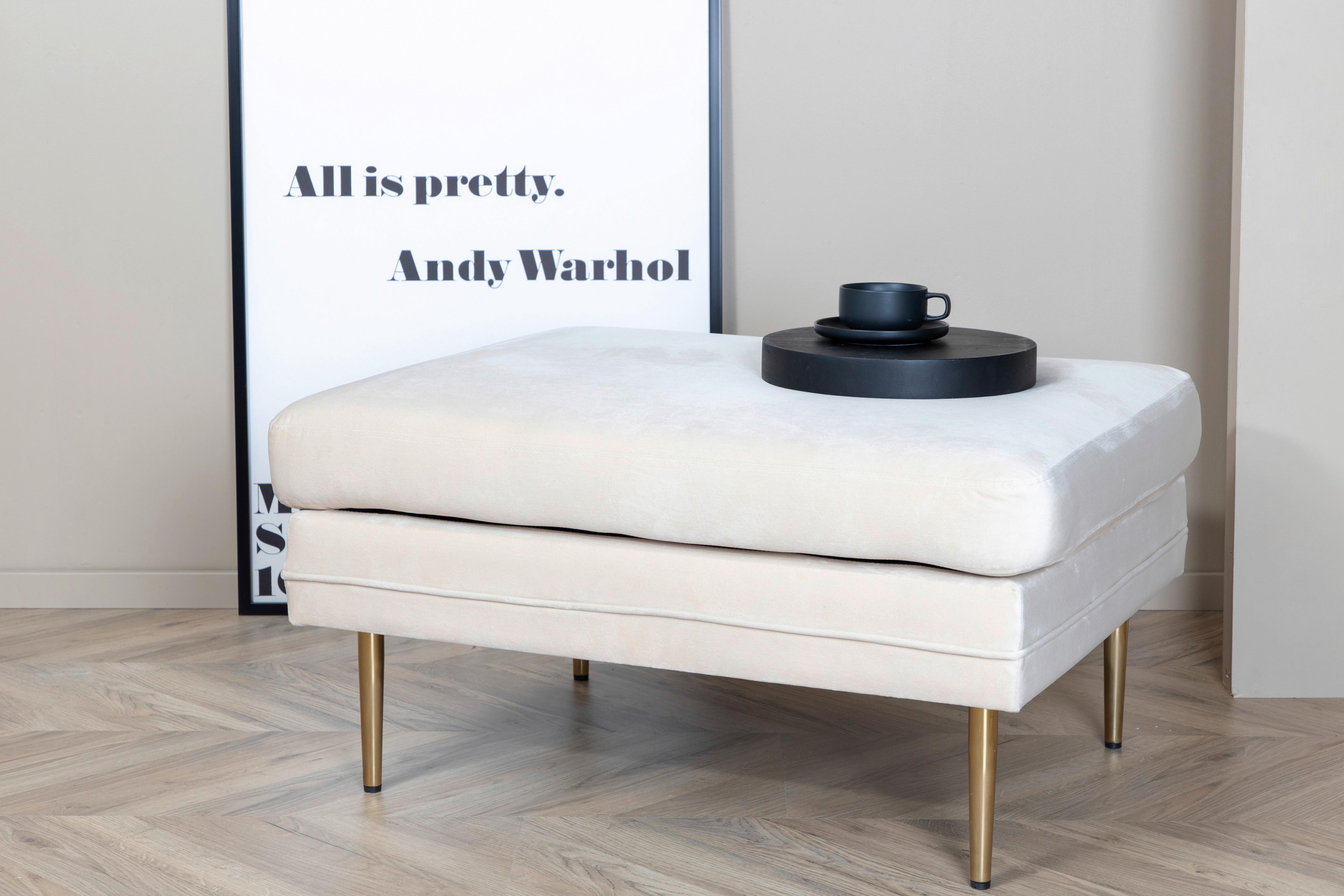 Hocker Boom - Beige/Goldfarben, Design, Kunststoff/Textil (90/49/70cm) - Livetastic