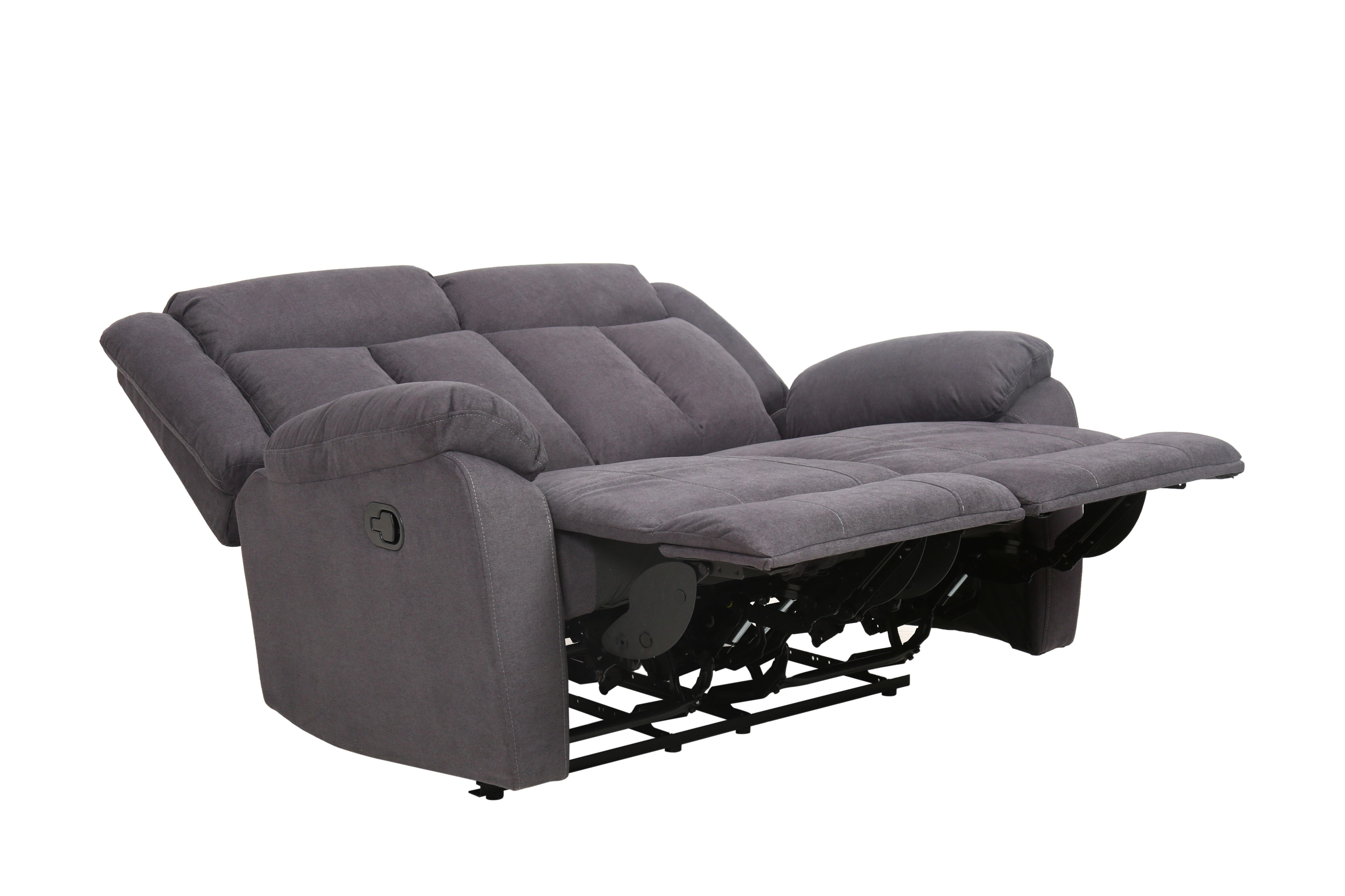 2-Sitzer-Sofa mit Relaxfunktion Oxford Grau - Schwarz/Grau, KONVENTIONELL, Holz/Textil (138/103/96cm) - Ondega