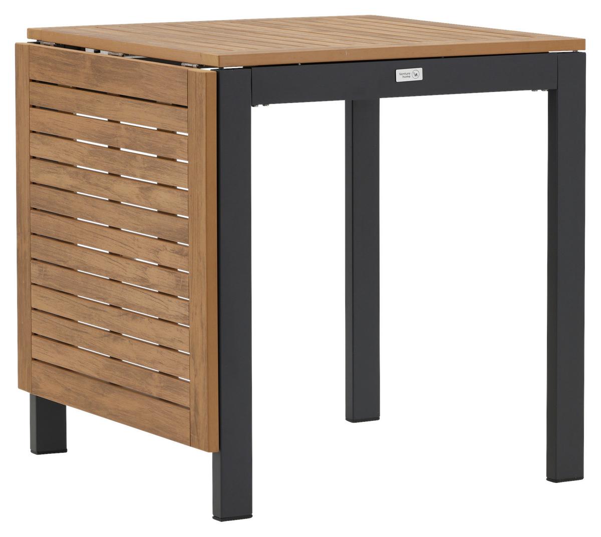 Balkontisch Diego - Schwarz/Braun, KONVENTIONELL, Holz/Metall (70/70/75cm) - Gardenson