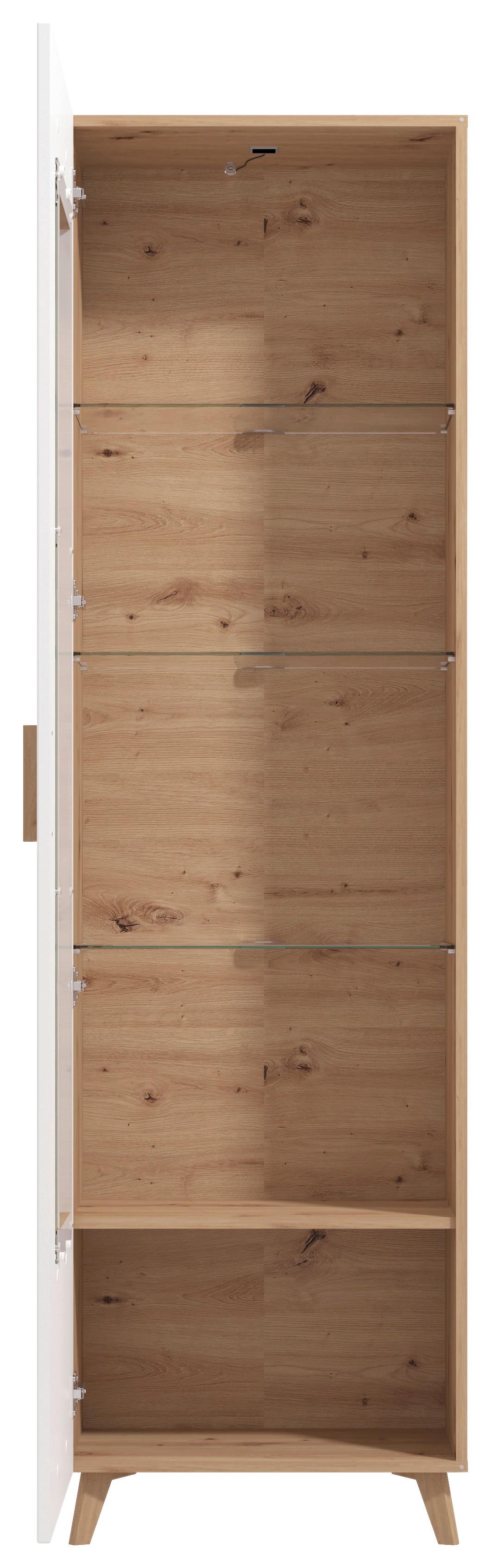 Vitrin Bretagne - tölgyfa/fehér, Modern, faalapú anyag (58/202/35cm) - Best Price